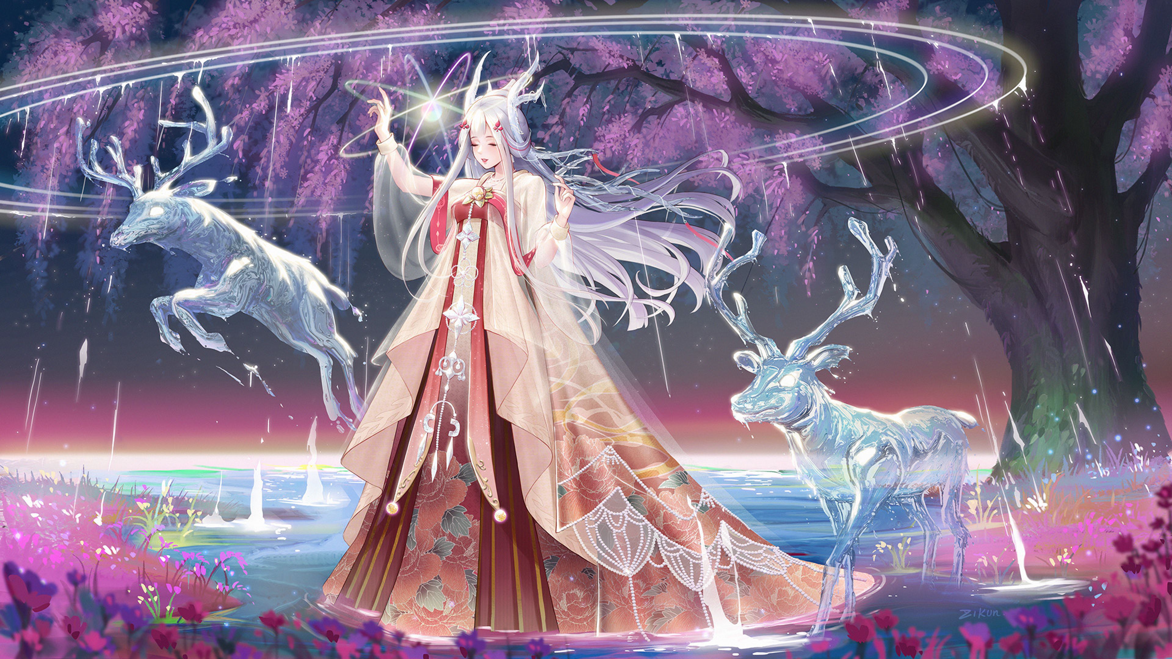 Anime Angel Girl 4K Wallpaper, HD Fantasy 4K Wallpaper, Image, Photo and Background