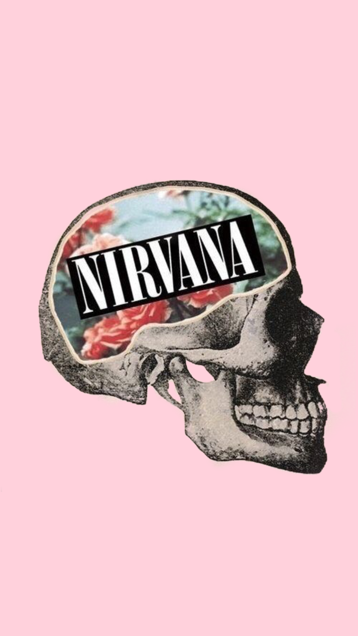 Skull Nirvana iphone wallpaper pastel pink. Emo wallpaper, Hipster wallpaper, Goth wallpaper