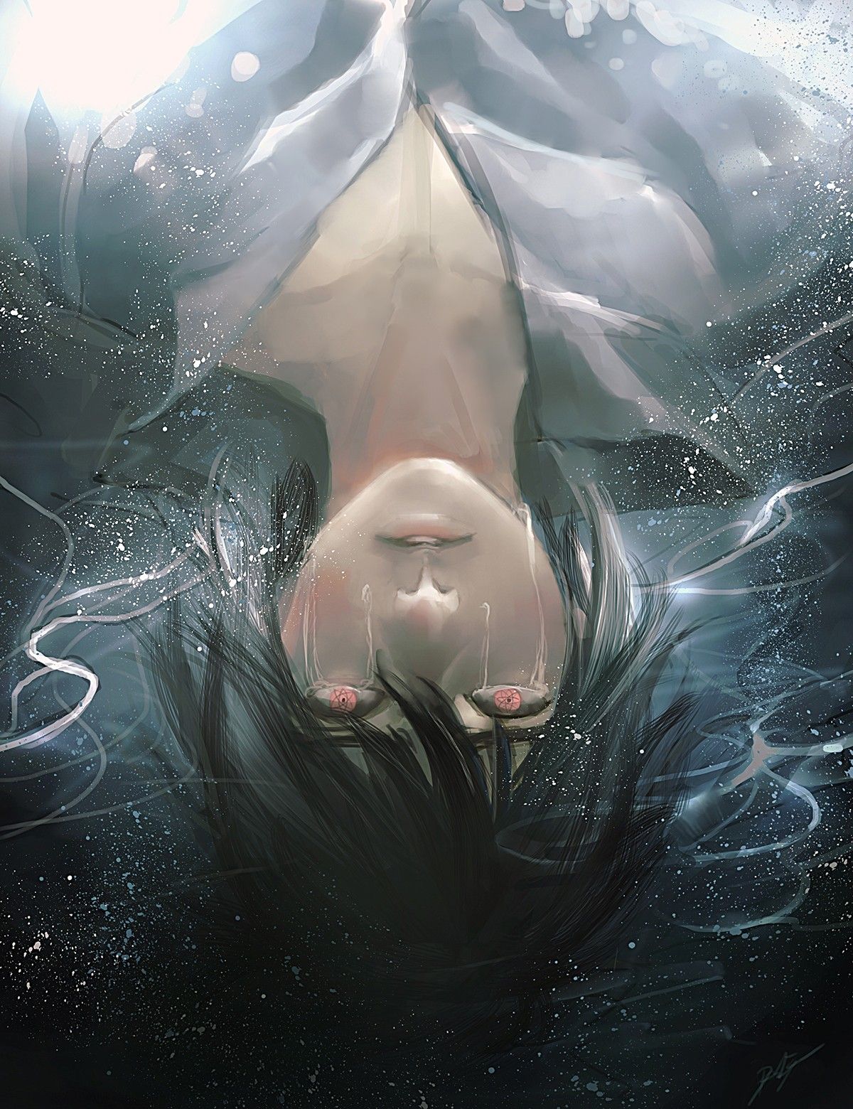 Naruto Shippuuden Uchiha Sasuke Crying Eternal Mangekyou Sharingan Anime Boys Anime Upside Down Wallpaper:1200x1560