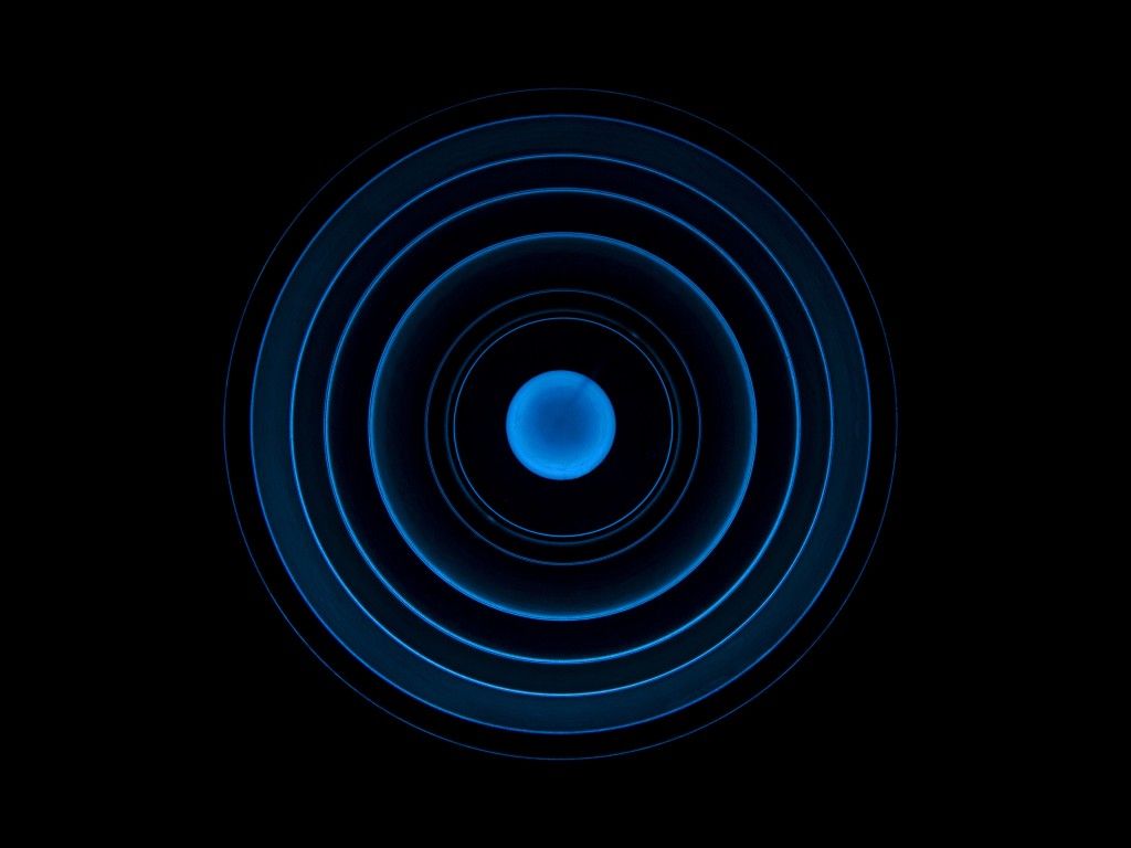 Circles 4K Wallpaper, Illusion, Black background, Spiral, Blue rings, 5K, Abstract