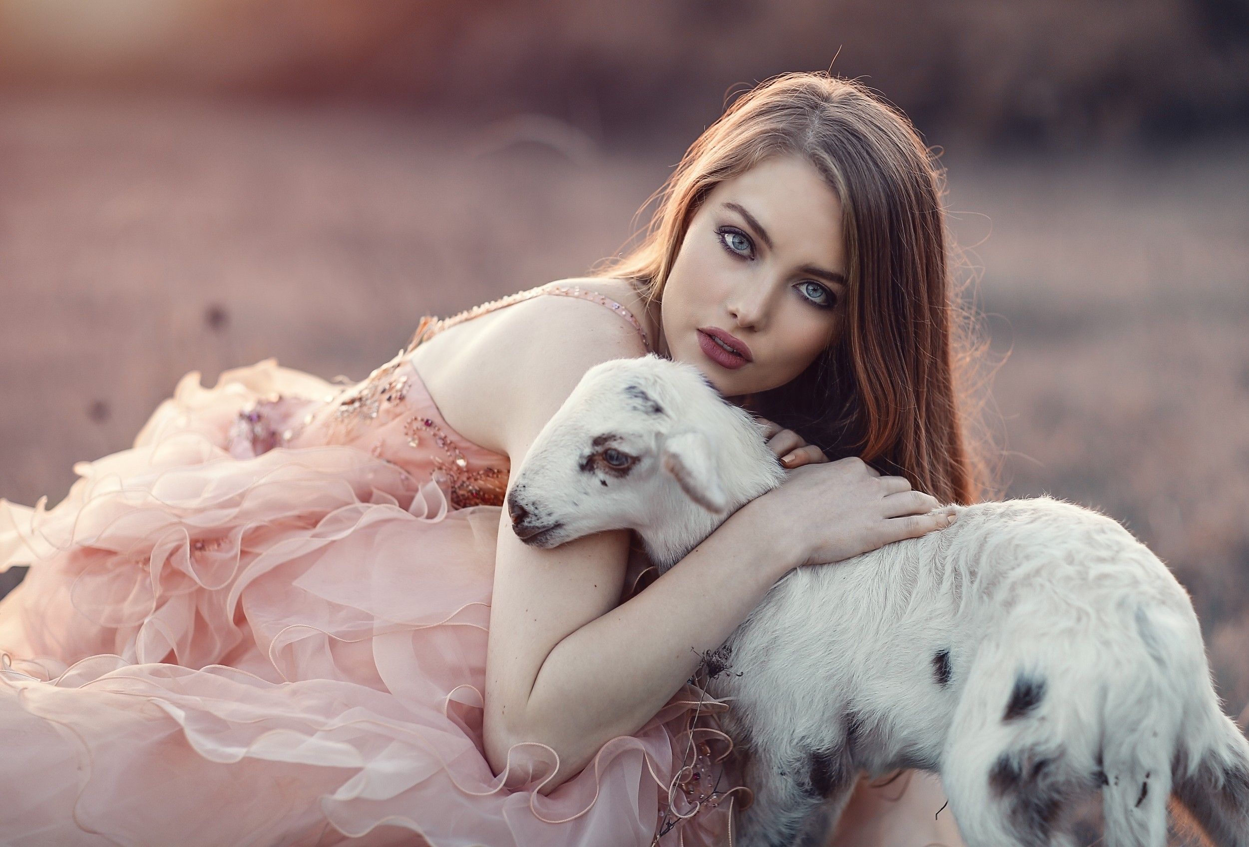 #model, #animals, #lamb, #women, wallpaper. Mocah.org HD Desktop Wallpaper