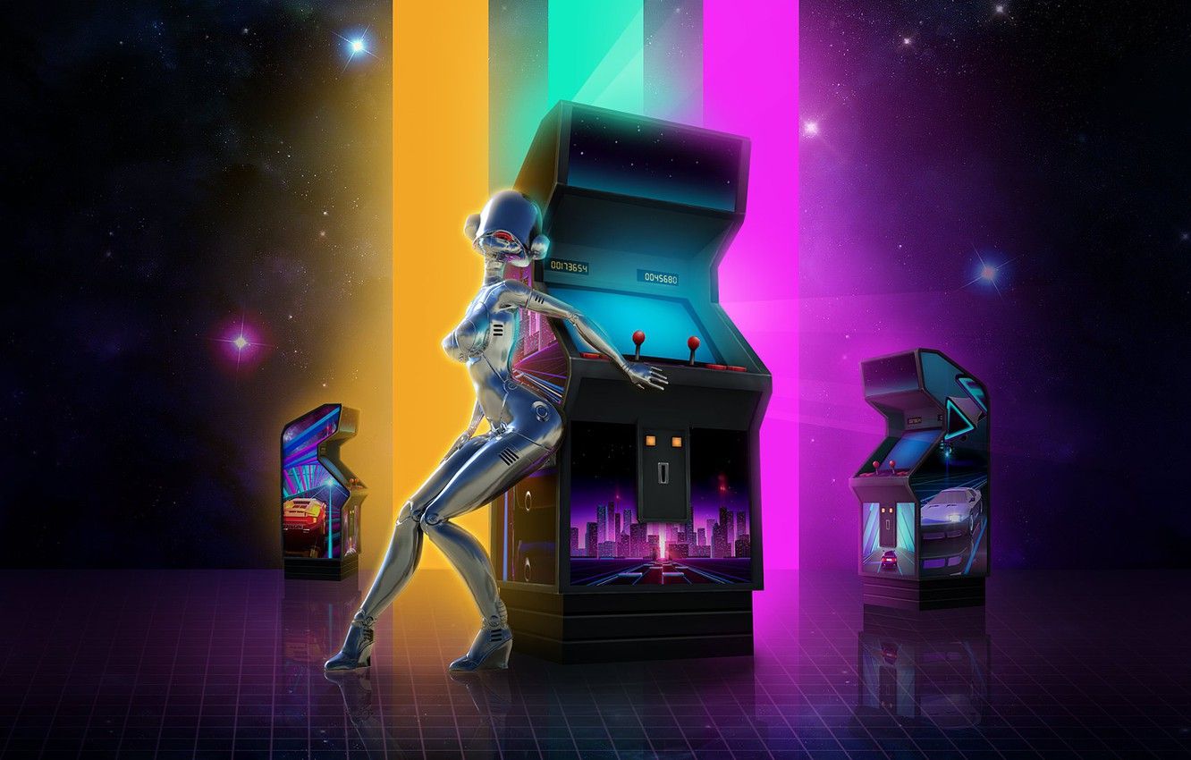 Wallpaper Music, Stars, The Game, Robot, Neon, Background, Electronic, Synthpop, Darkwave, Synth, Retrowave, Synth Pop, Sinti, Synthwave, Synth Pop, Slot Machines Image For Desktop, Section рендеринг