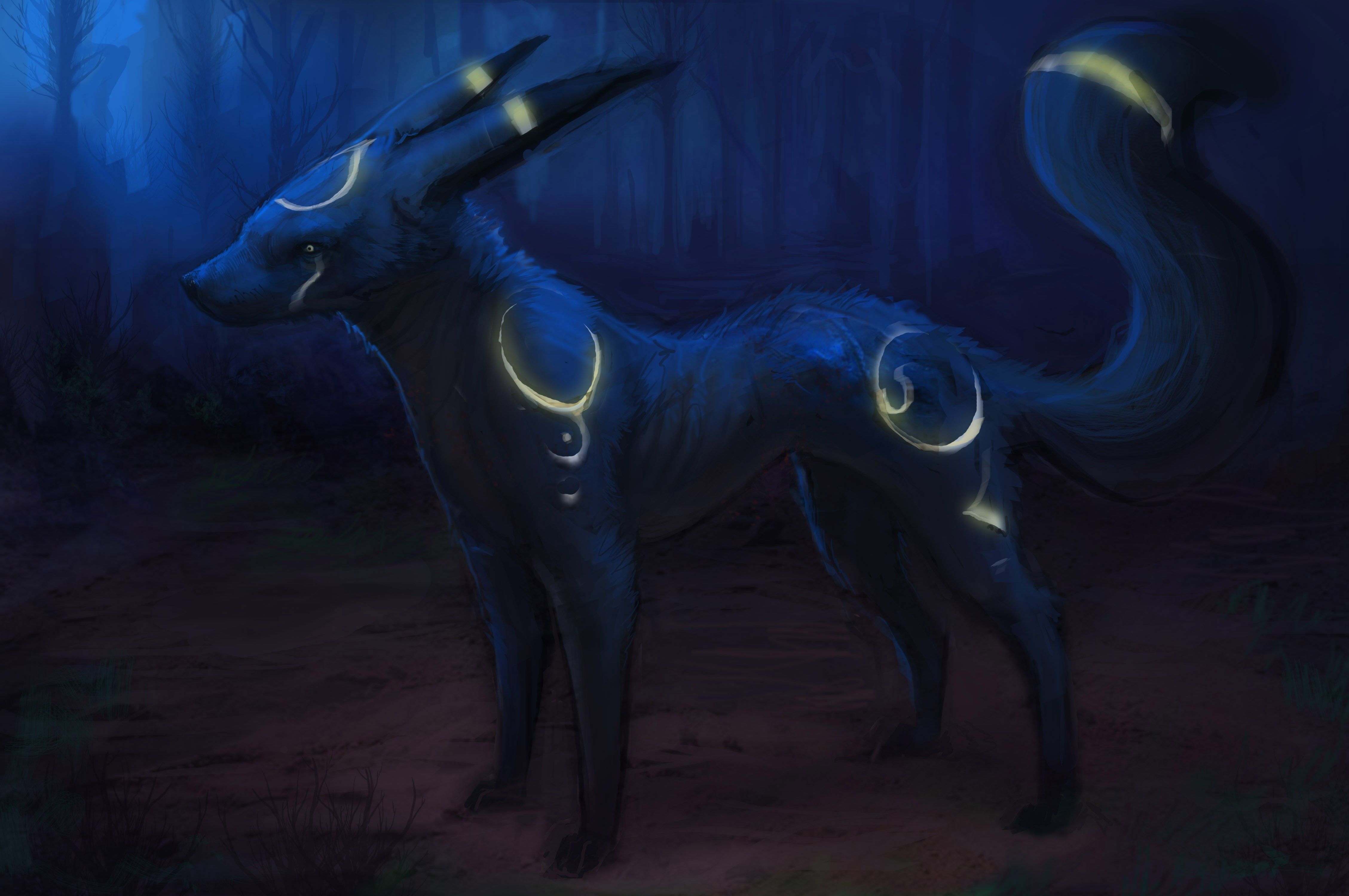 Pokemon paintings umbreon artwork wallpaperx3000