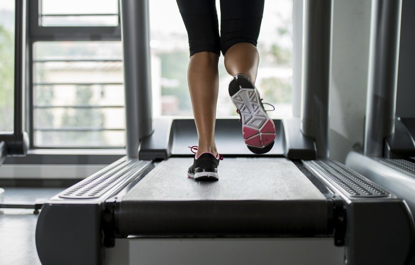 Wallpaper legs, woman, fitness, treadmill image for desktop, section спорт