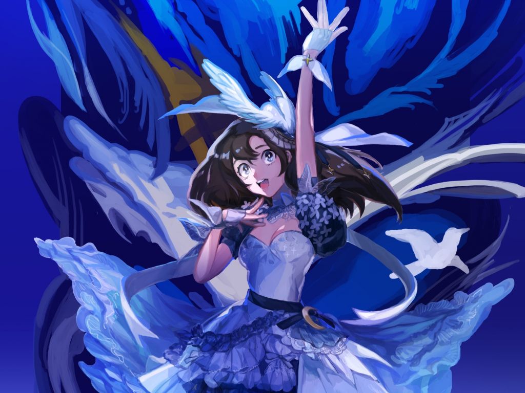 Desktop wallpaper anime girl, white dress, dance, original, HD image, picture, background, b015b7