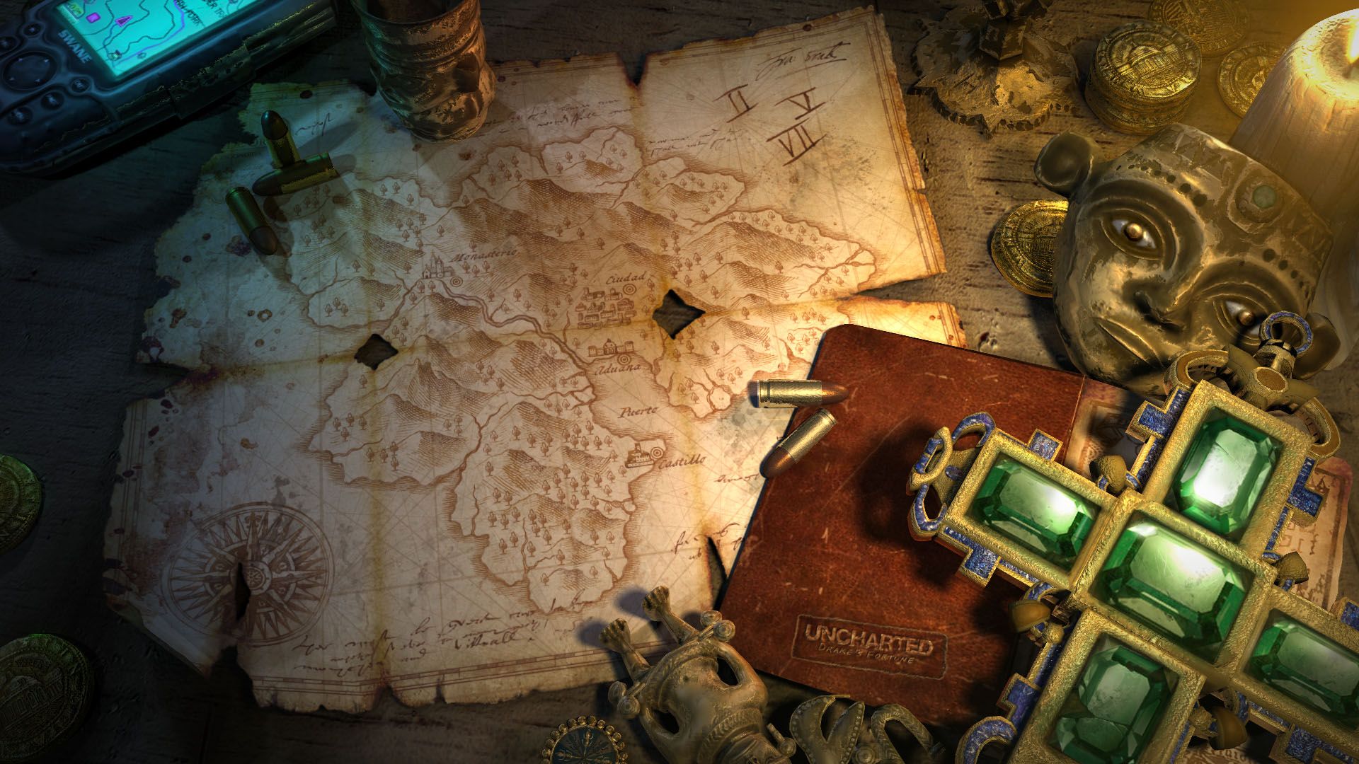 Maps Uncharted Nathan Drake treasure Playstation 3 wallpaperx1080