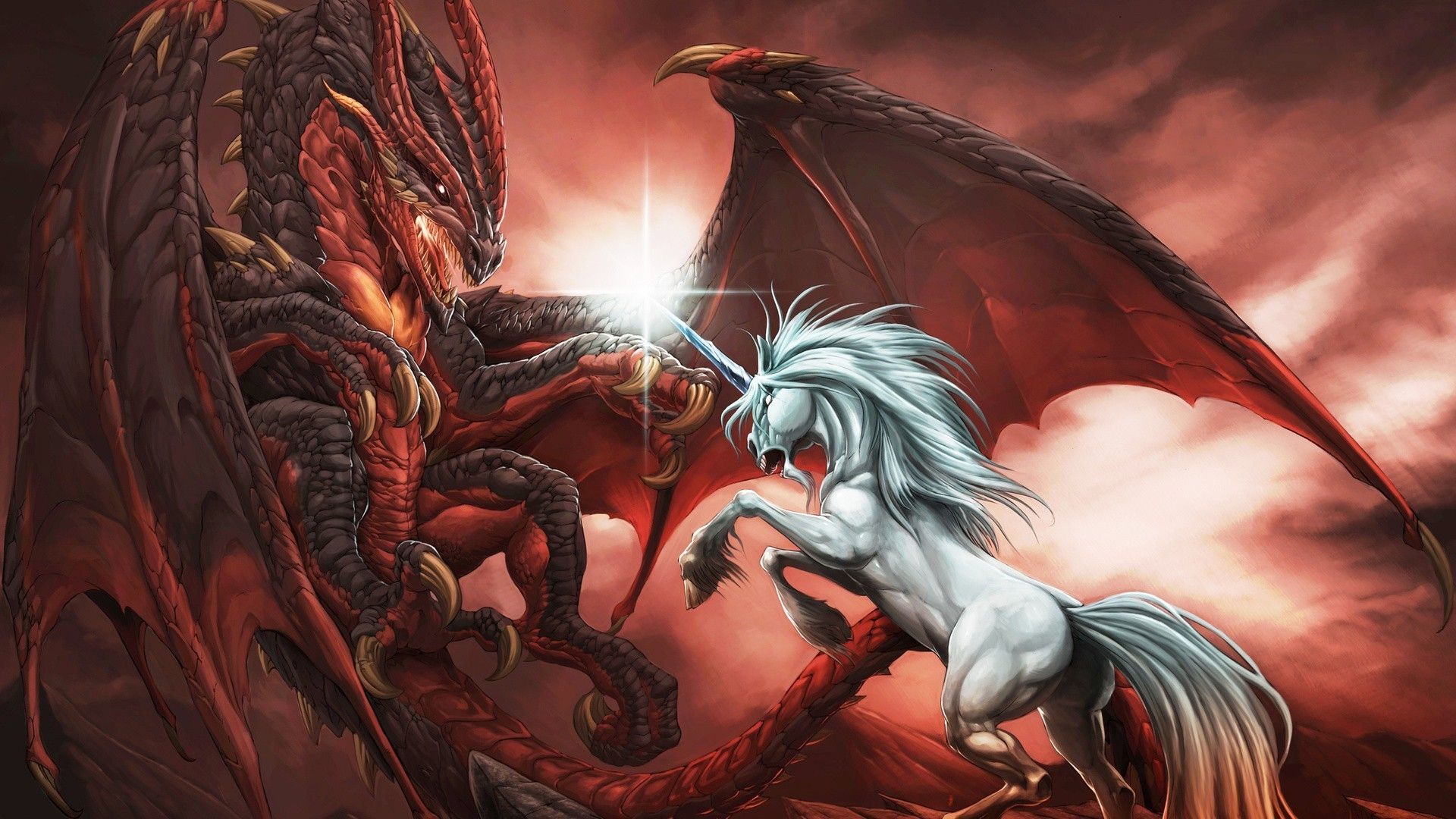 Unicorn and dragon
