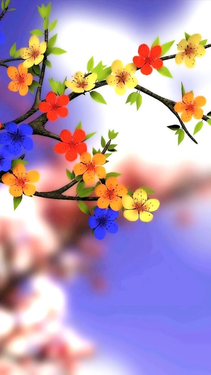 Colorful Tree Flowers Wallpaper