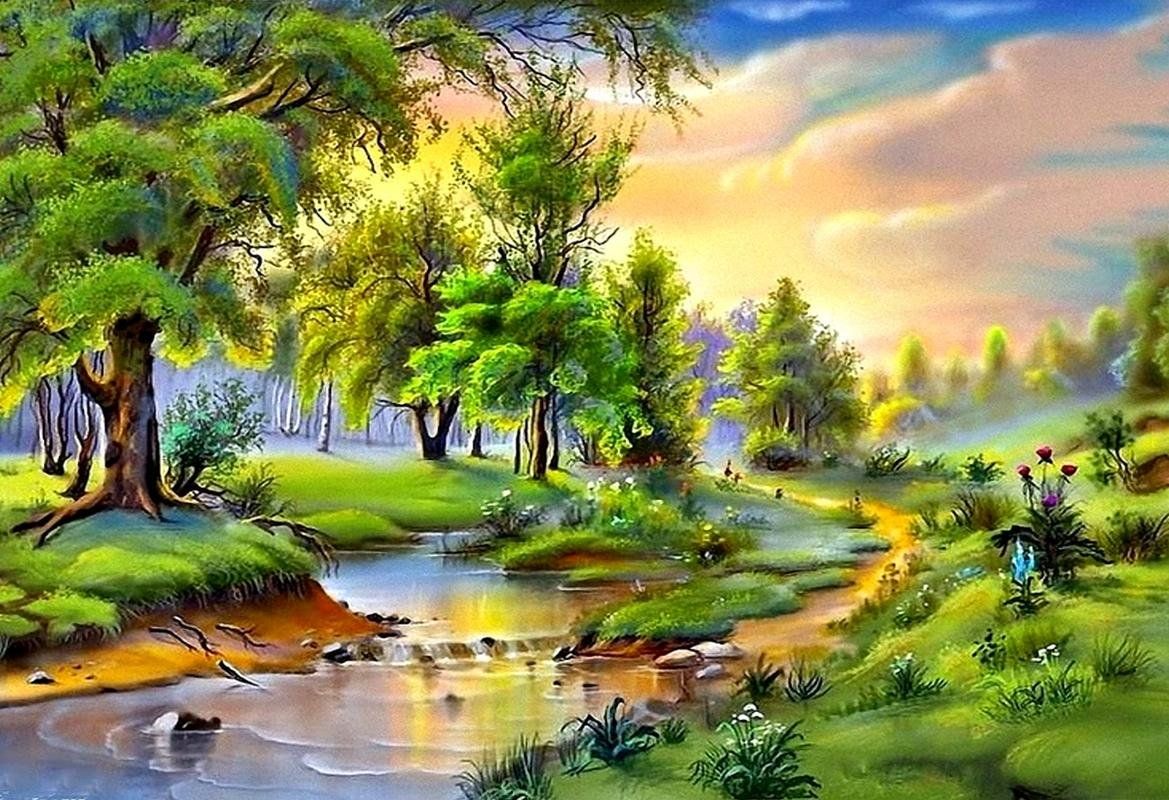 Mahalaxmi Art Nature Painted Landscape Wallpaper Beautiful Painting In World Wallpaper & Background Download