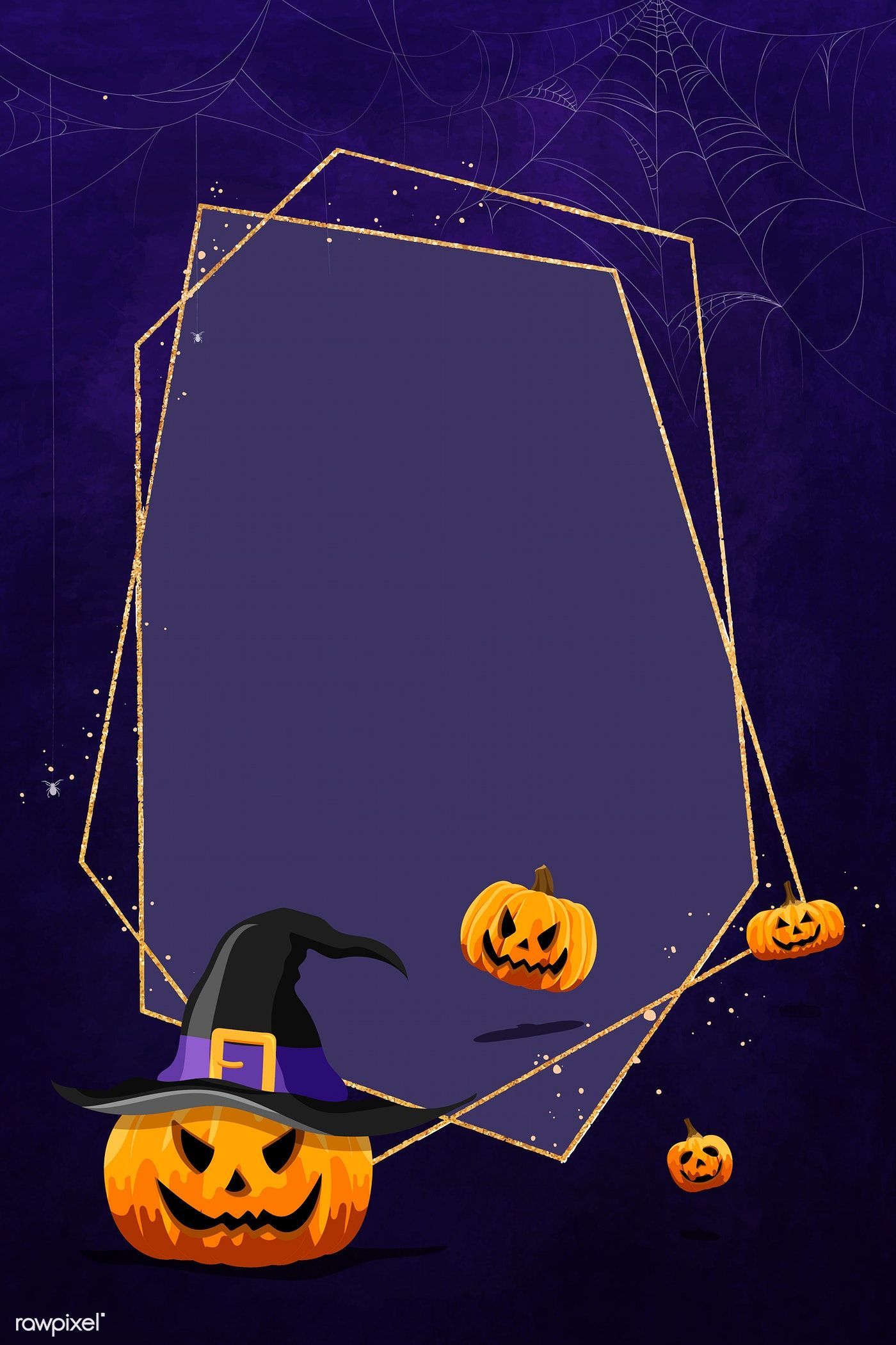 Jack O'Lantern frame on purple background vector. free image by rawpixel.com / Aew. Halloween wallpaper, Halloween frames, Halloween illustration