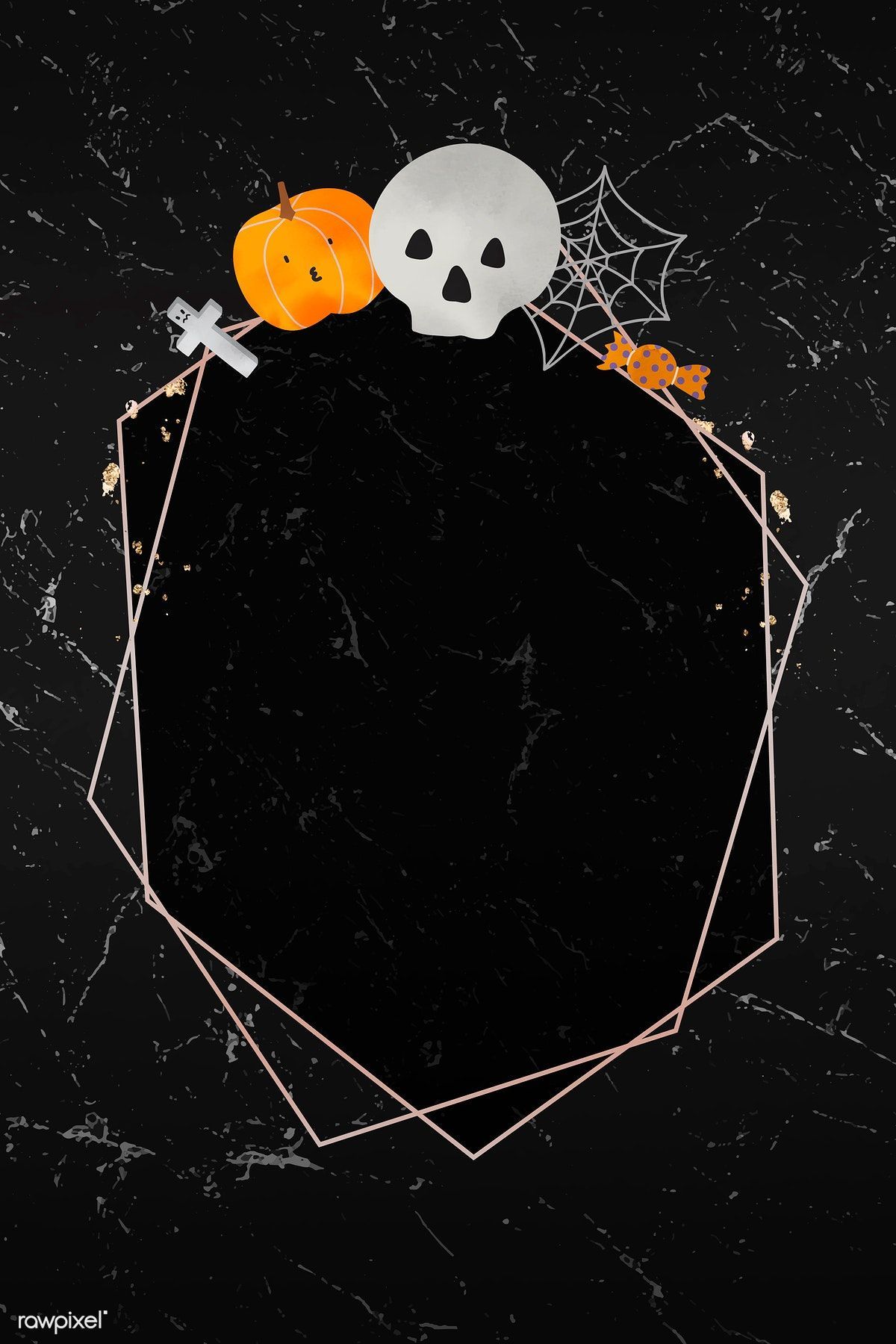 Download premium vector of Halloween gold frame on black background vector. Halloween frames, Halloween wallpaper, Halloween illustration