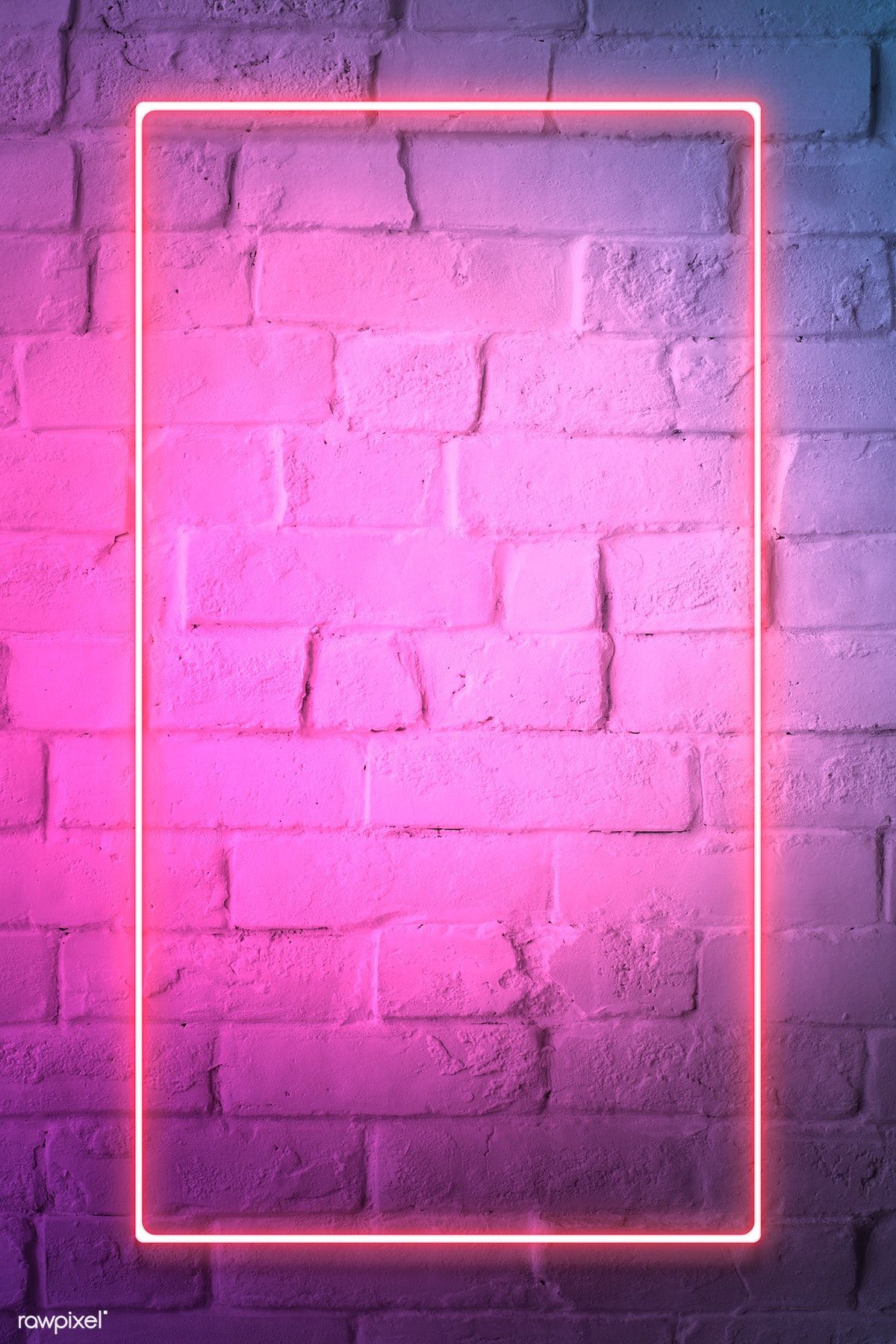 Download premium illustration of Pink neon lights frame on a white brick. Pink neon lights, Neon light wallpaper, Neon wallpaper