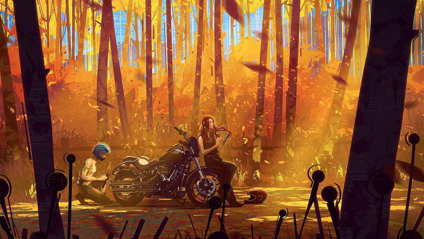 A Beautiful Autumn Biker Breakdown 4k Laptop HD HD 4k Wallpaper, Image, Background, Photo and Picture