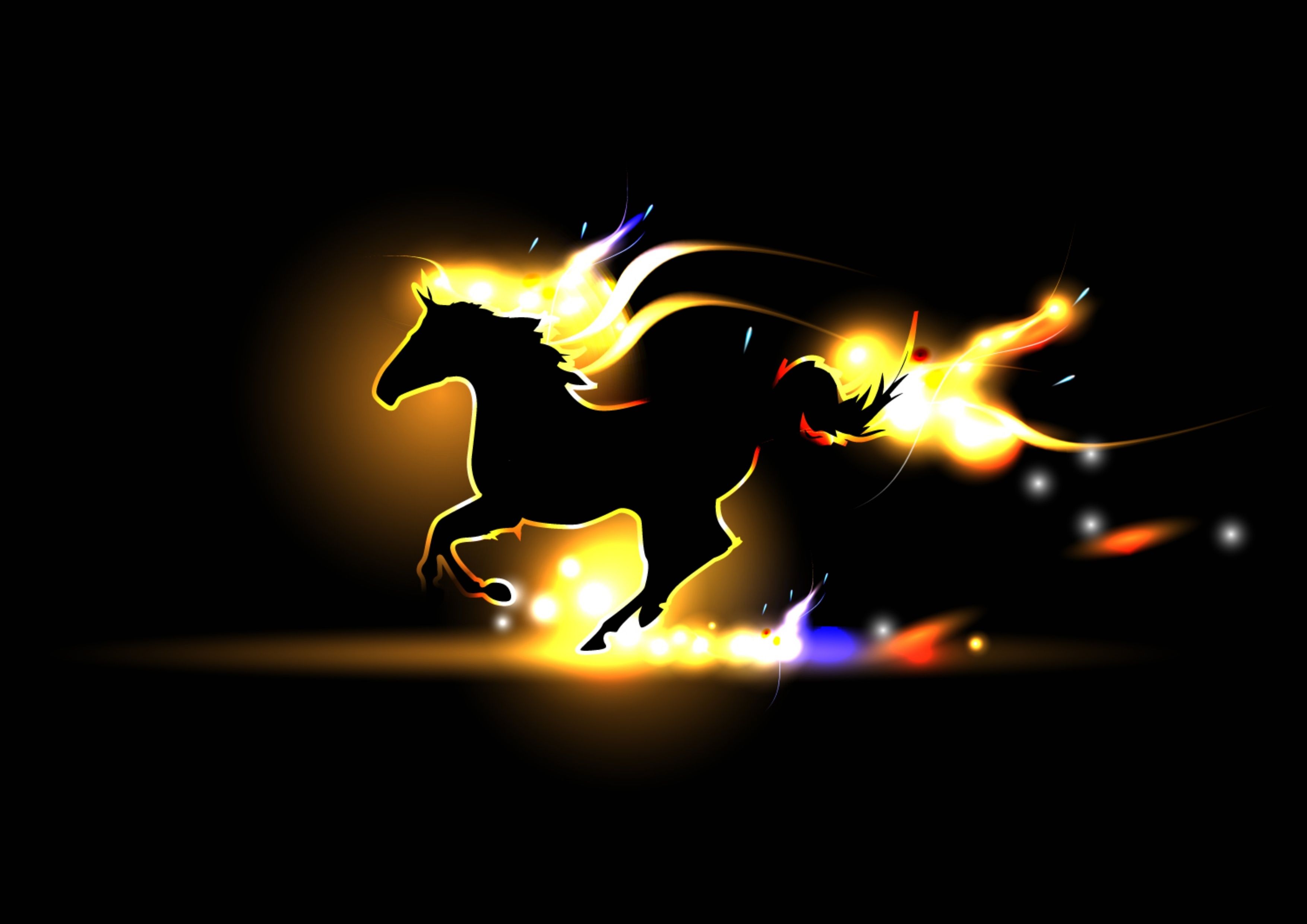 Horse silhouette fire wallpaperx2480