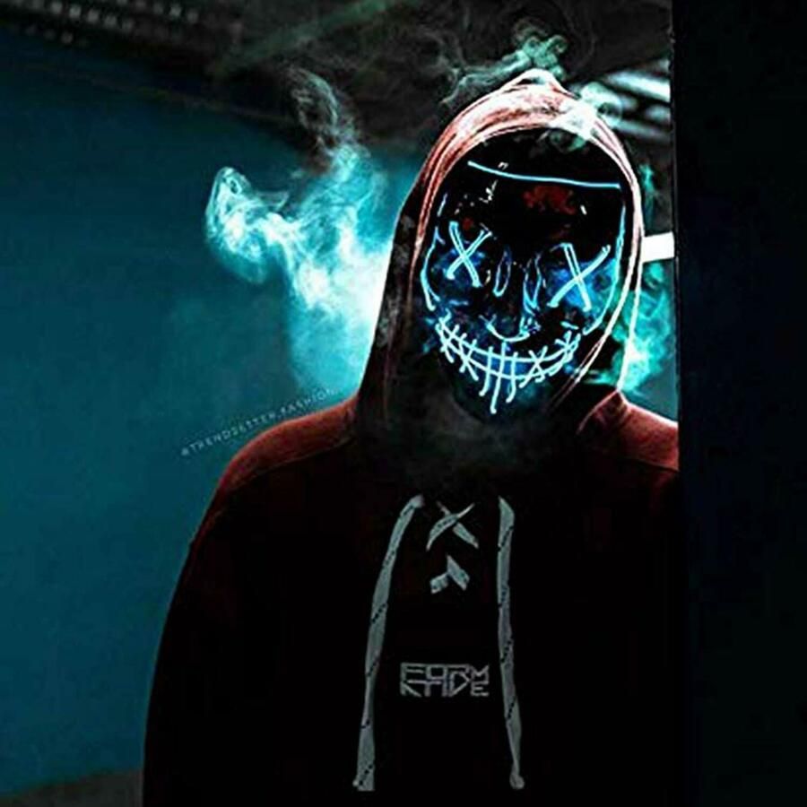 Halloween Mask, Halloween Scary LED Mask EL Wire Light Up Mask for Costume Festiv #Ad, #ad, #Scary#LED#Halloween. Led mask, Light mask, Light up costumes