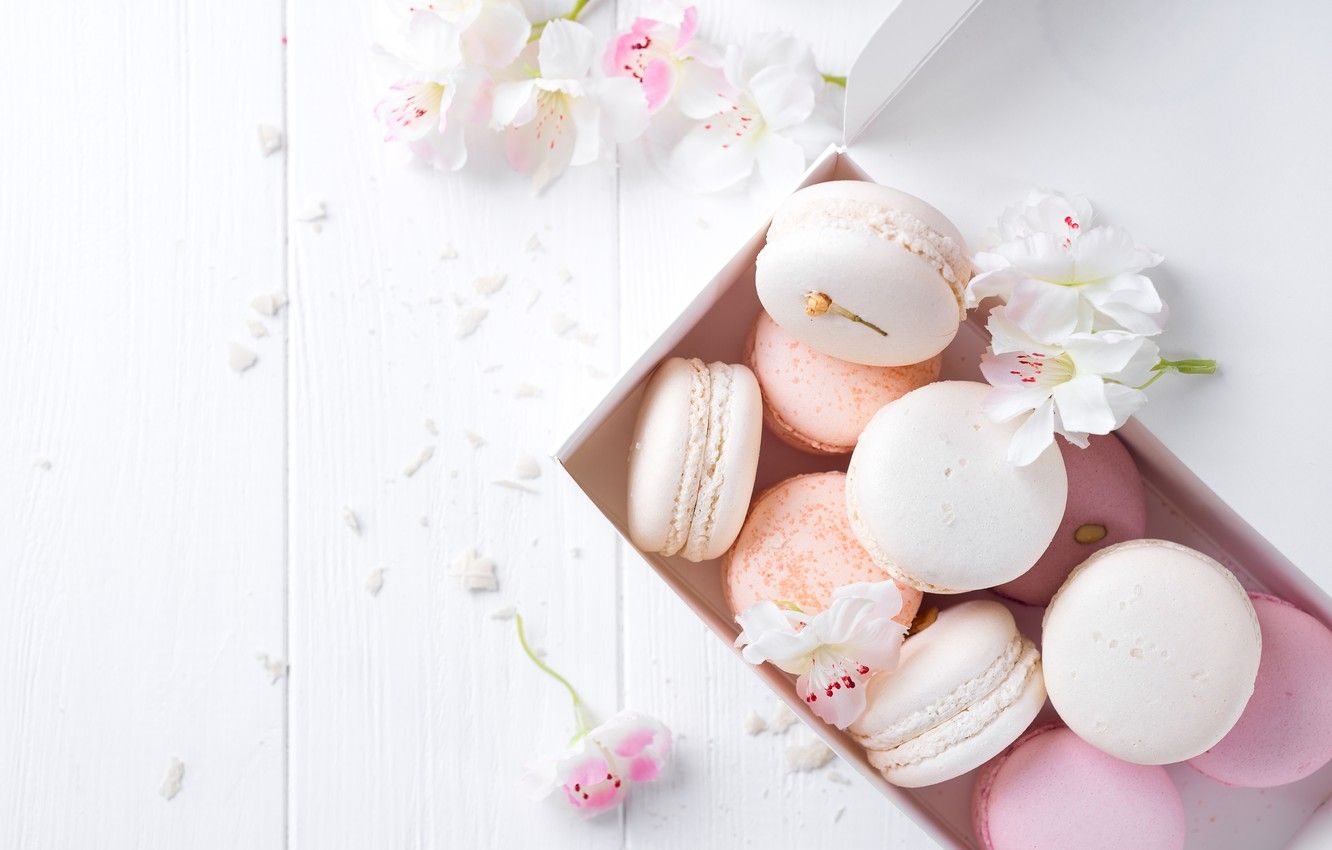 Wallpaper white, pink, flowers, french, macaron, pastel, macaroon image for desktop, section еда