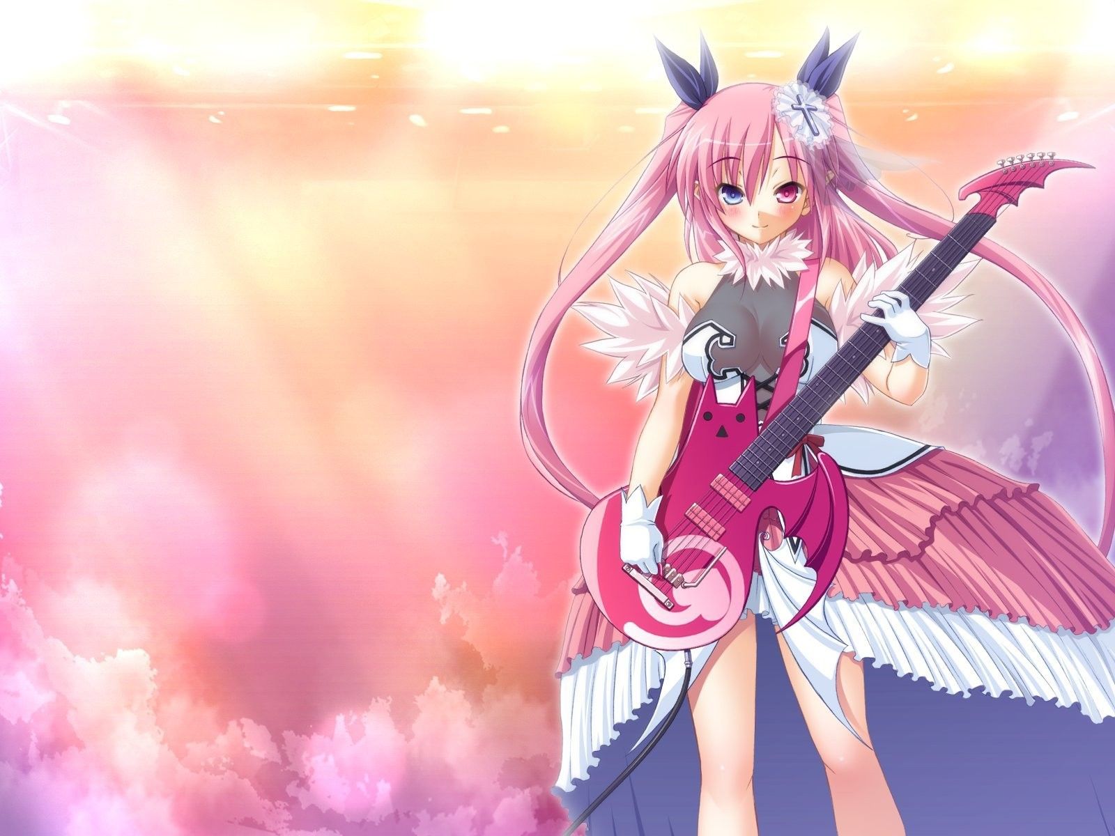 Anime girl with a guitar wallpaper and image, picture, photo