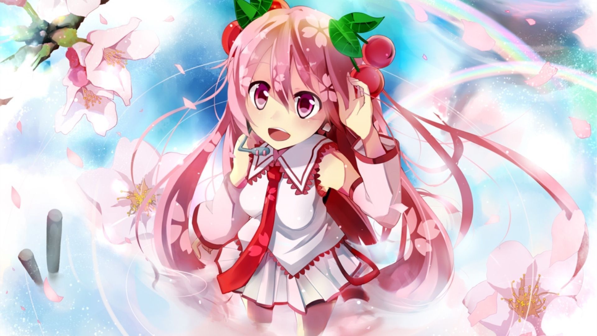 Desktop wallpaper pink hair, anime girl, sakura miku, vocaloid, HD image, picture, background, 9c2c8e