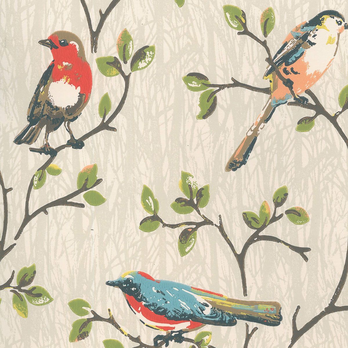 Wallpaper. Garden Birds Wallpaper. CathKidston. Bird wallpaper, Retro wallpaper, Mural wallpaper