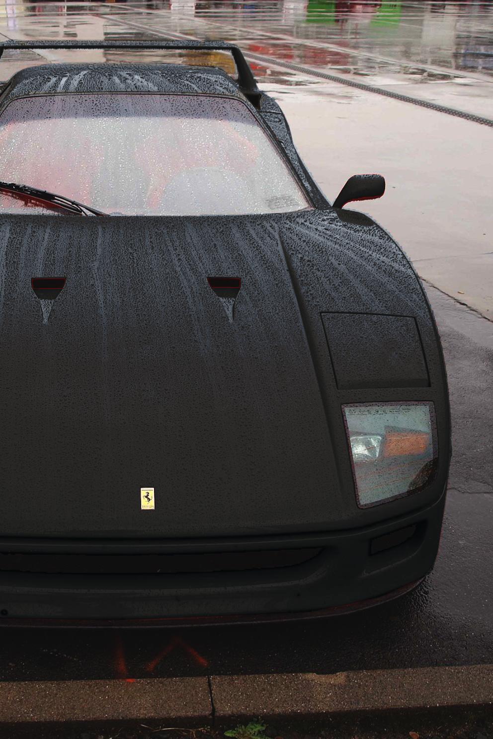 Ferrari F40 Black Sportscar Rain Drops Track F40 Black iPhone