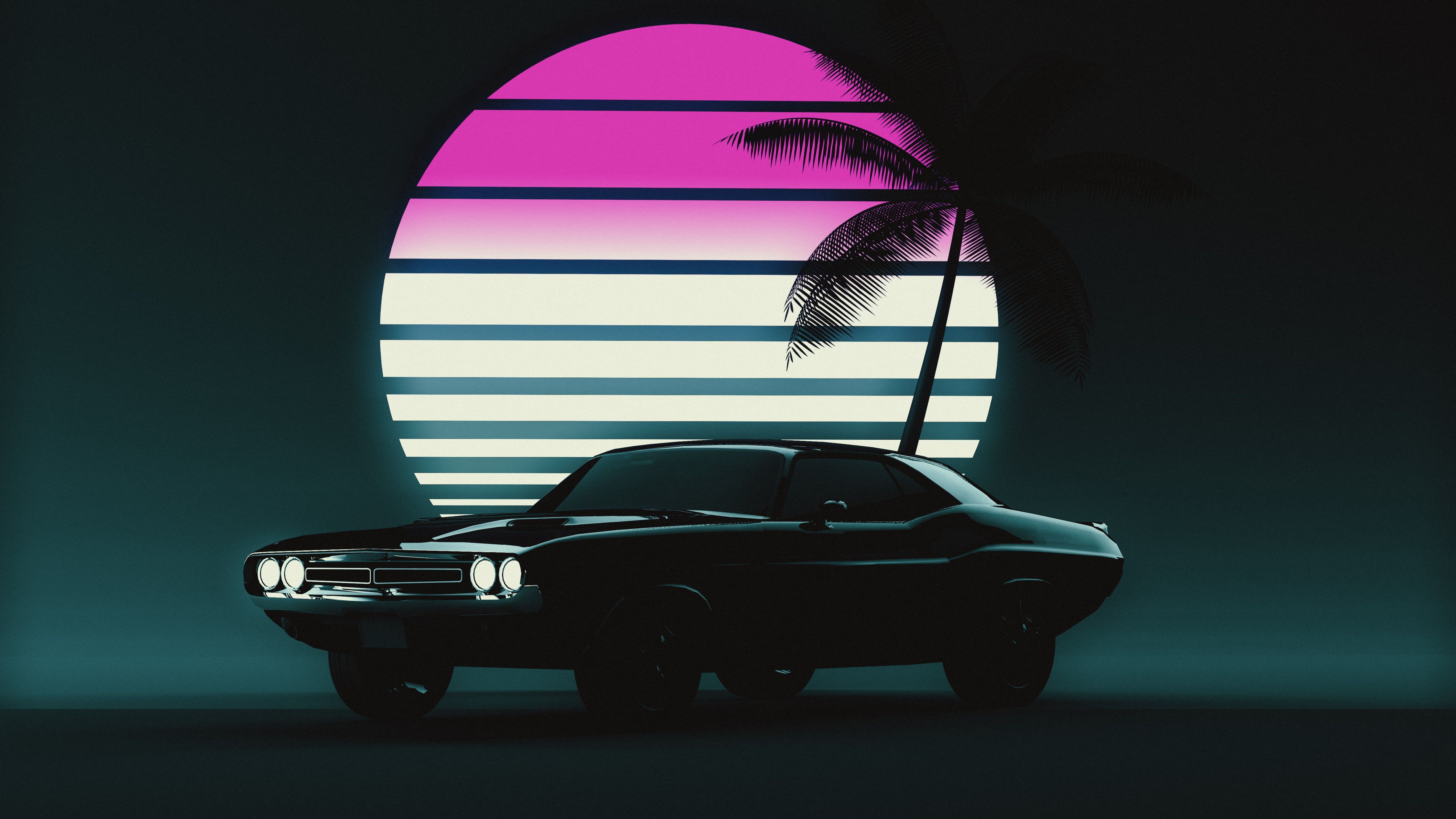 Retro Neon Car Sunset Wallpapers Wallpaper Cave 