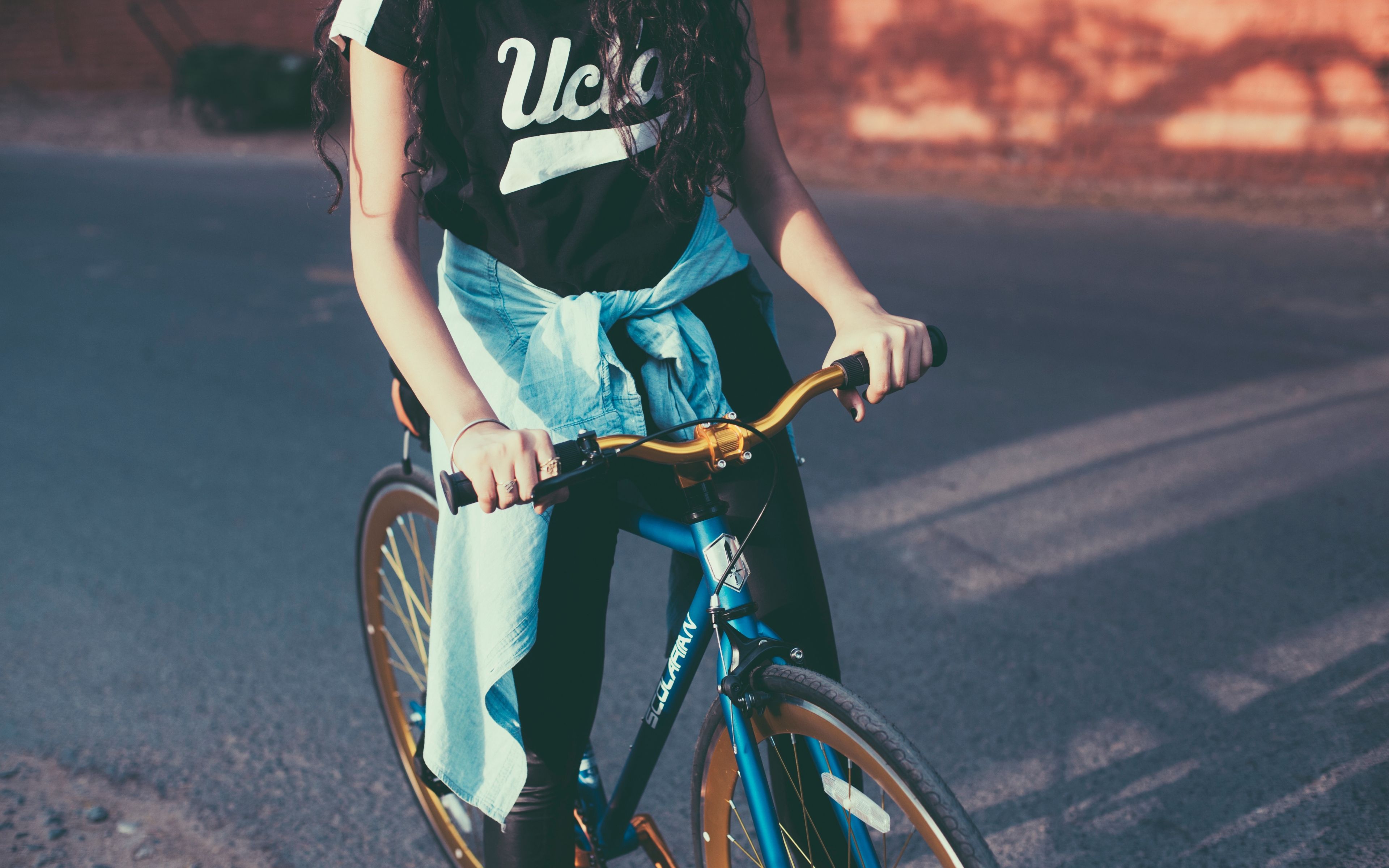 Wallpaper girl, bicycle, sport. Black mountain bike, Bicycle, Black bmx bike