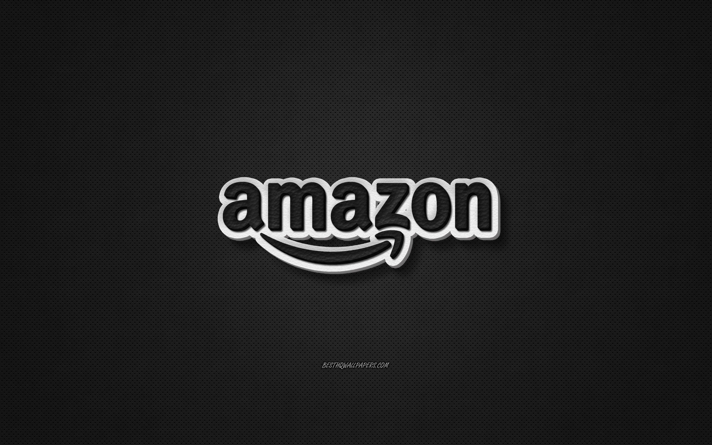 Download wallpapers Amazon leather logo, black leather texture, emblem, Amazon, creative art, black background, Amazon logo for desktop with resolution 2880x1800. High Quality HD pictures wallpapers
