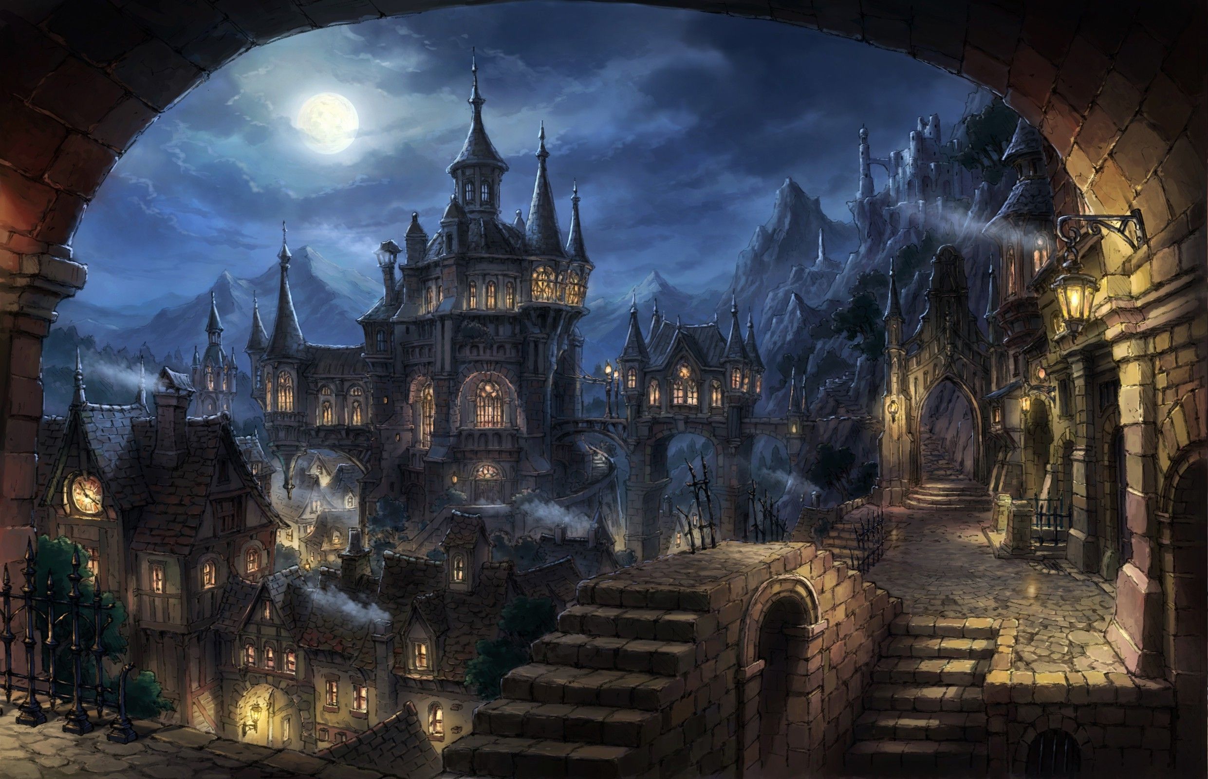 cityscape, Dark Fantasy, Fantasy Art Wallpaper HD. Fantasy art landscapes, Fantasy city, Fantasy castle
