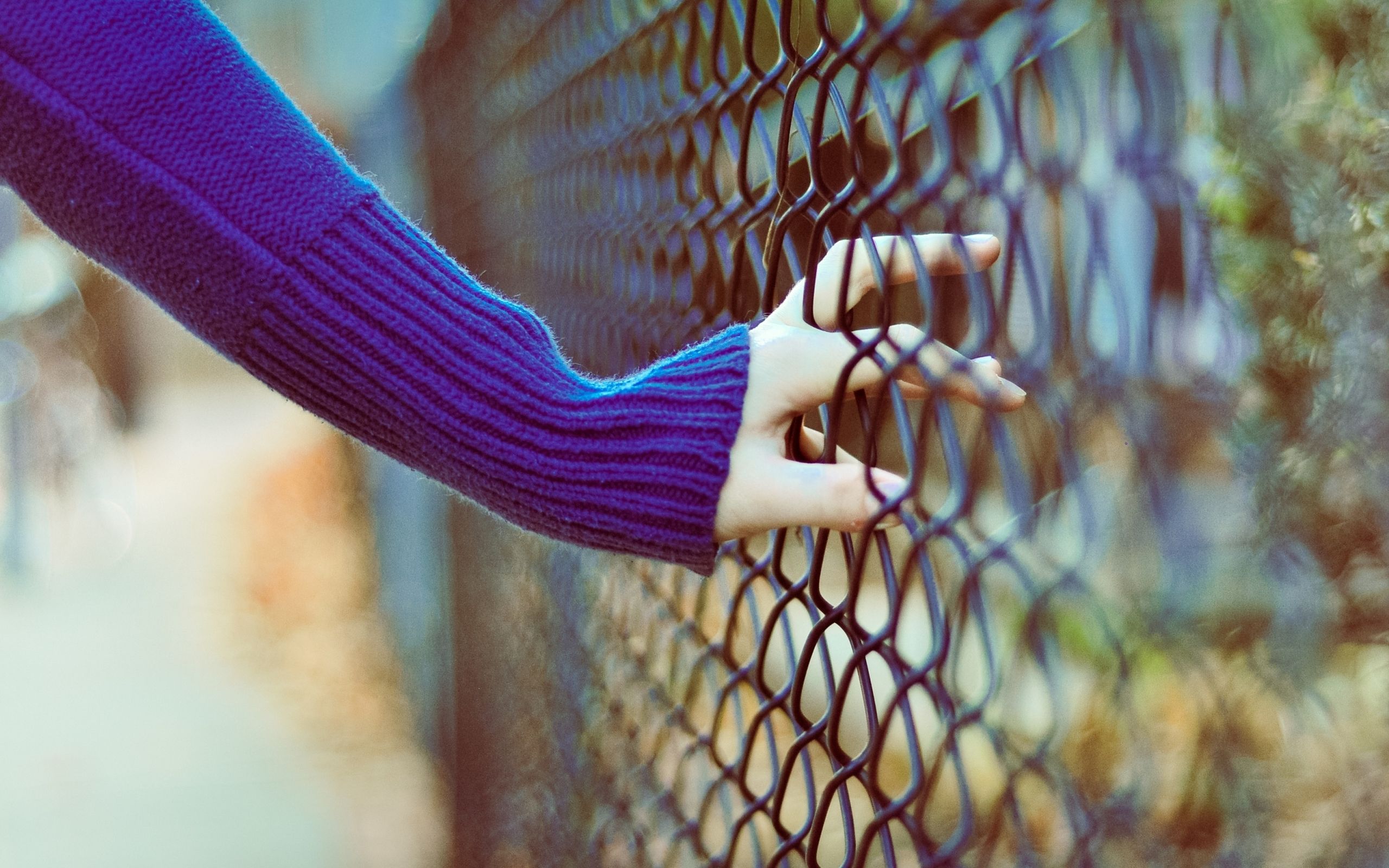 Girl's Hand on Fence Wallpaper