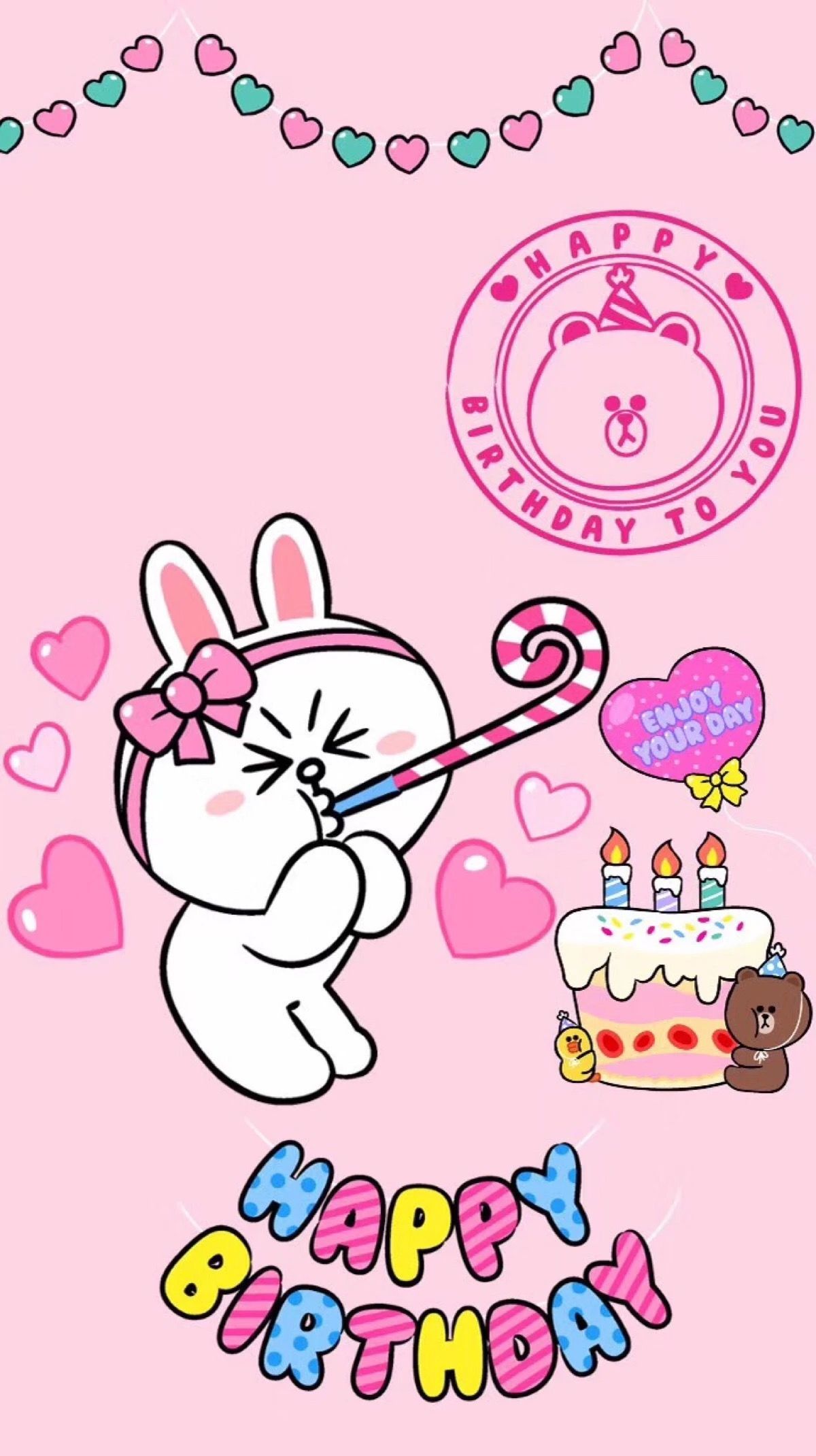 Birthday. Line friends, Cute love gif, Cute cartoon wallpaper