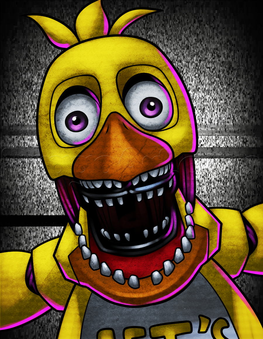 Withered Chica the Chicken, Step by Step, Video Game Characters, Pop Culture, FREE Online Drawing Tutori. Fnaf drawings, Fnaf, Five nights at freddy's