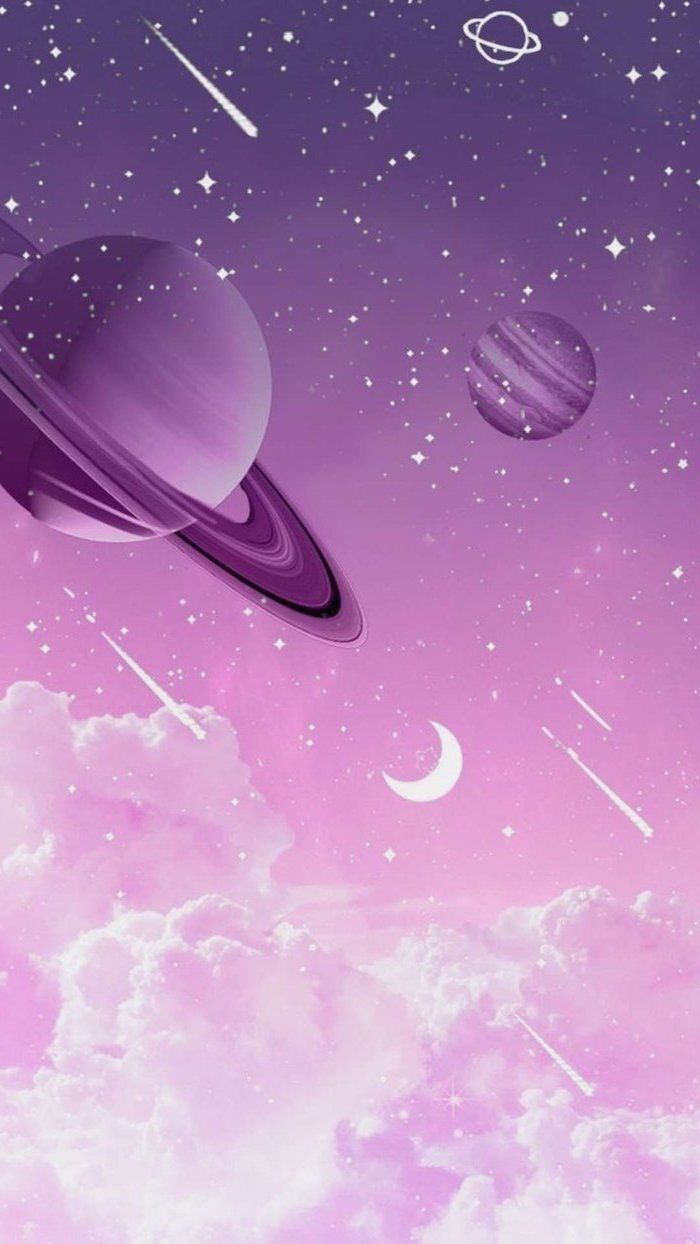 Space Desktop Background Cartoon Image Of Planets Shooting Stars Clouds In Pink Purple. Cool Galaxy Wallpaper, Galaxy Wallpaper, Galaxy Image