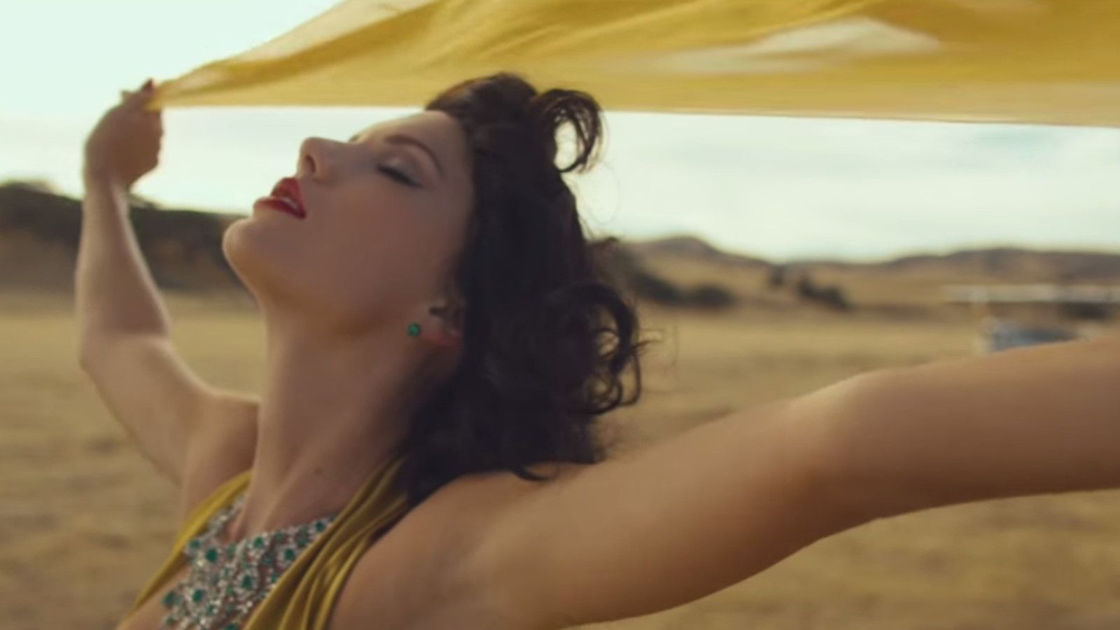 Taylor Swift hangs out with a giraffe in the video for Wildest Dreams
