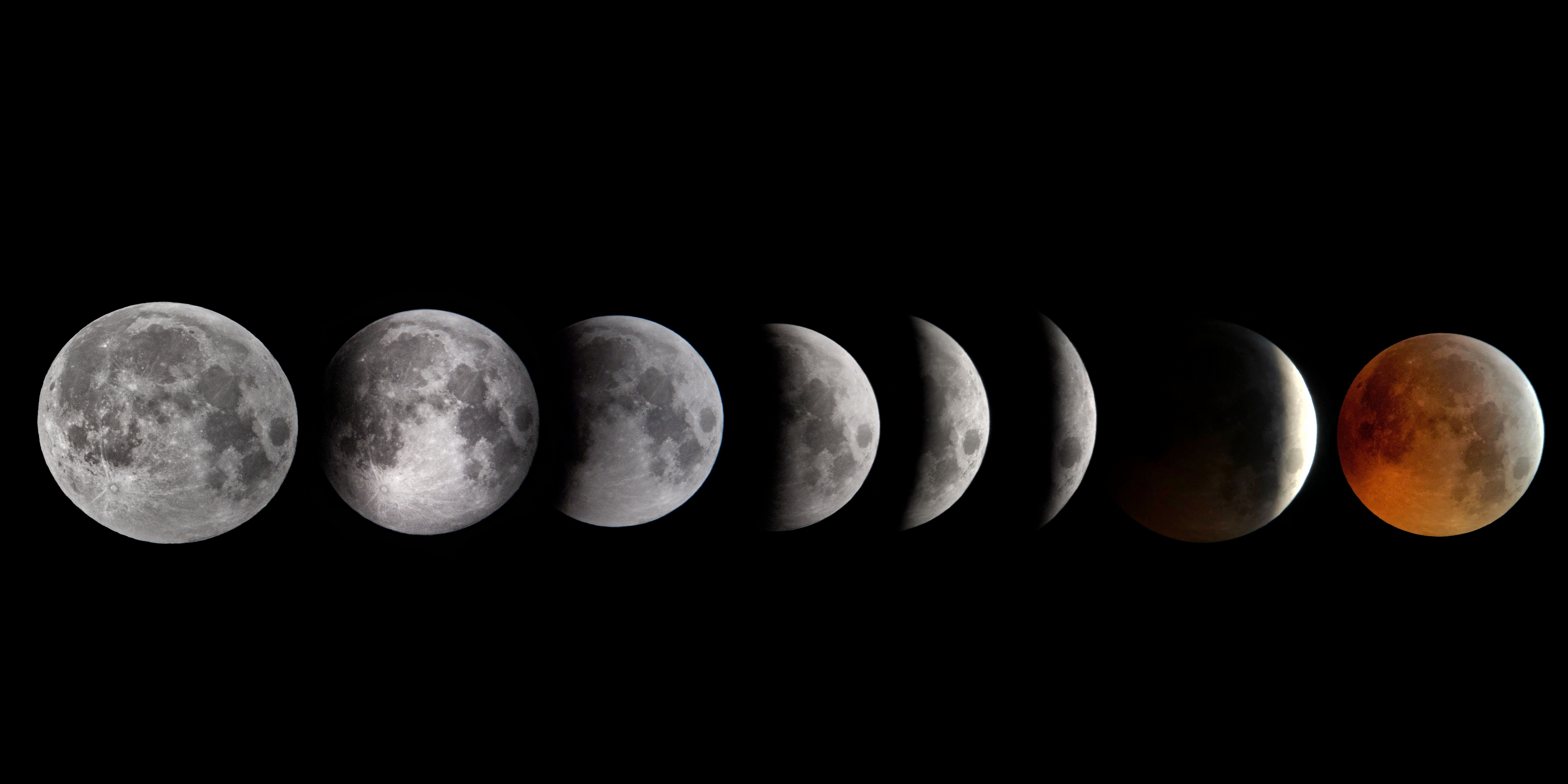 Peace Beauty Life Light Wisdom Love Imagination: A sequence of the Total Lunar Eclipse from last weekend [8000x4000][OC]