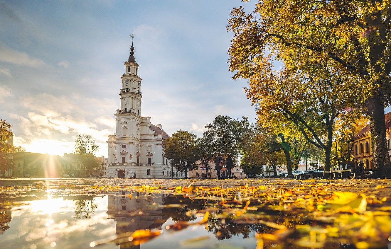Wallpaper Lithuania, Kaunas, Autumn Colors, Town Hall image for desktop, section город