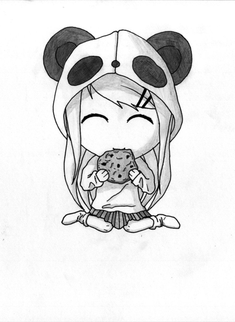 easy panda girl drawing