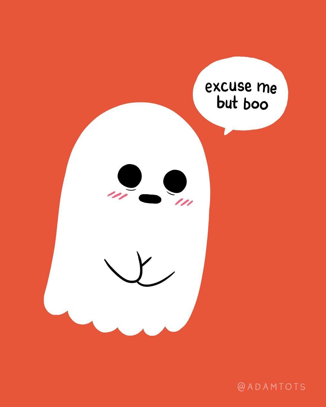 Adam Ellis on Instagram: “Please don't make any sudden movements because Shy Ghost spooks easily.. Ghost cartoon, Halloween wallpaper, Halloween wallpaper iphone