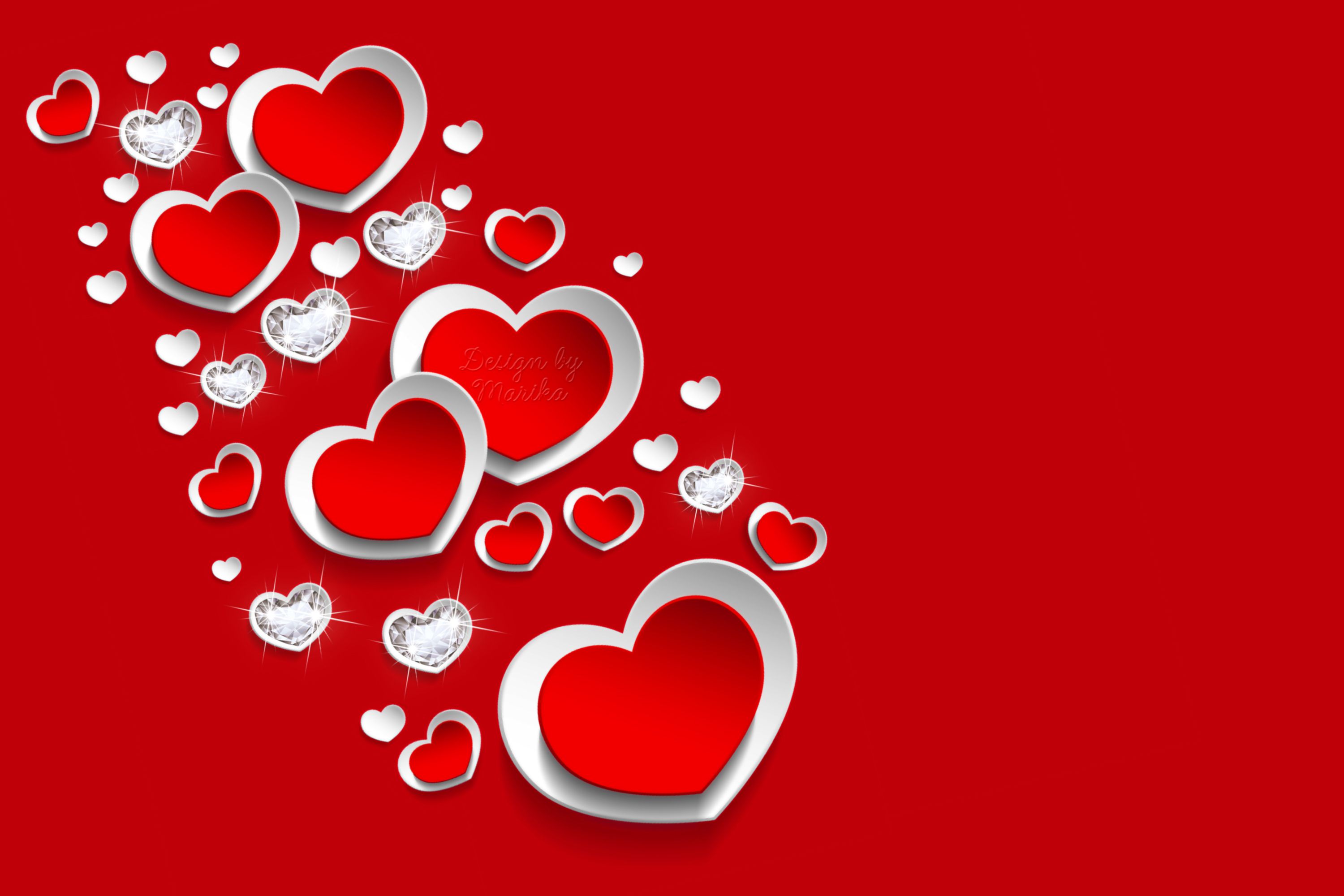 Desktop Wallpaper Heart Design by Marika diamonds Red 3000x2000