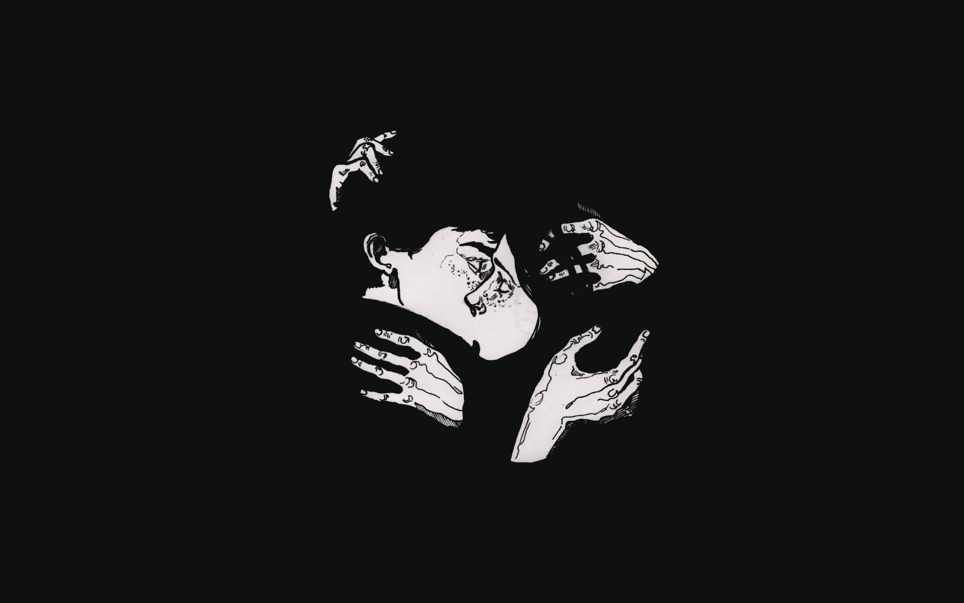 Boy Girl Black Kiss Minimalism Wallpaper