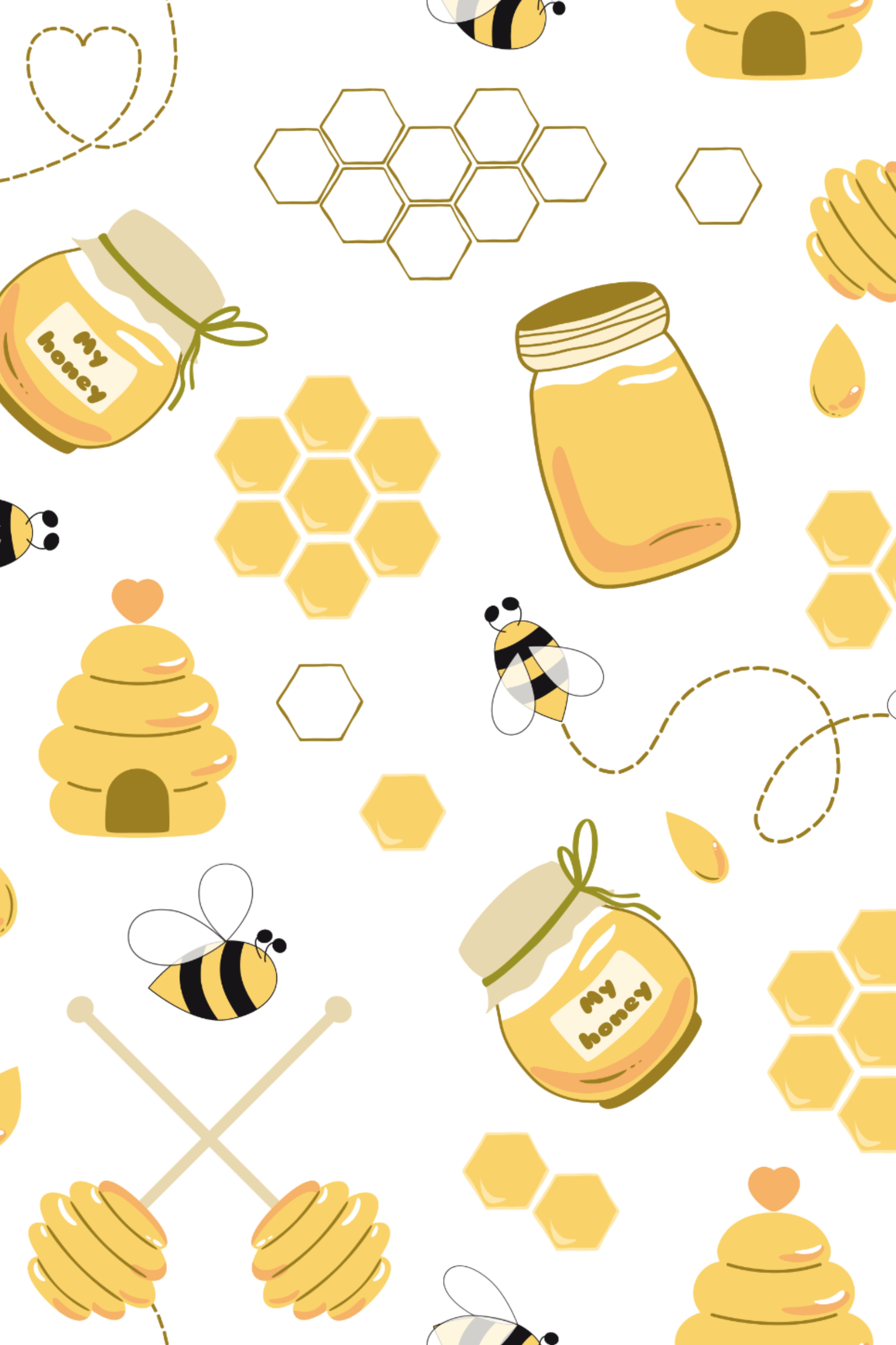 Bee digital paper Pack Sweet Honeybee Digital Paper Cute. Etsy. Cute patterns wallpaper, Cute bee, Wallpaper iphone cute