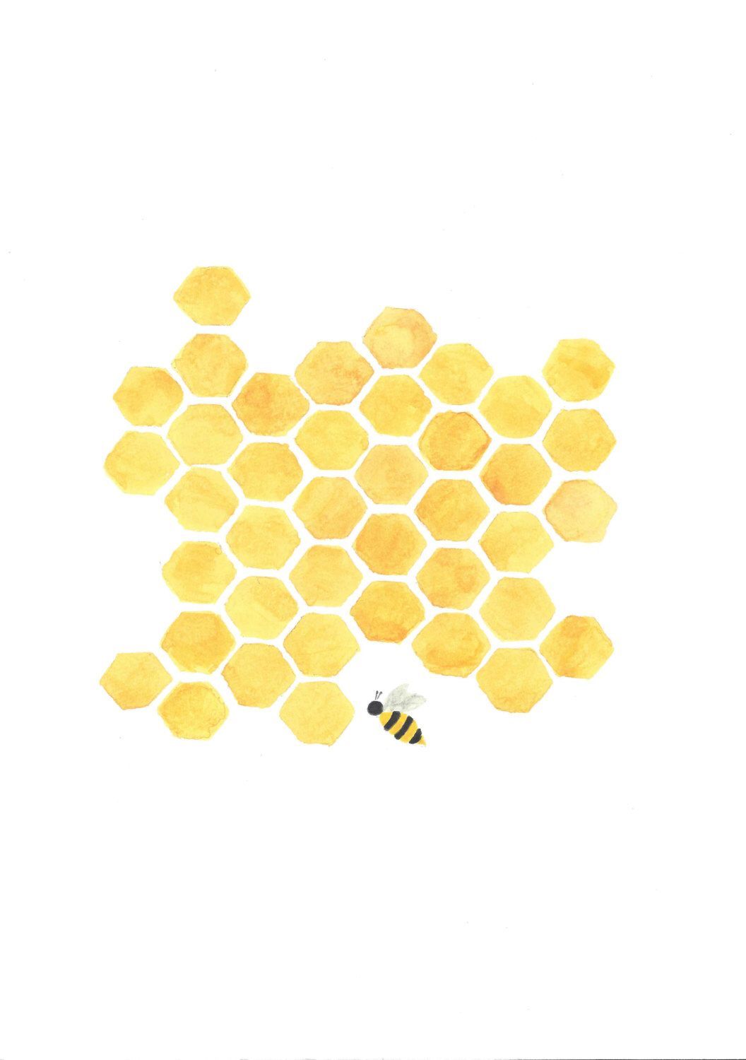 Original Printable painting yellow honeycomb bee nursery. Etsy. Bee painting, Yellow art, Bee nursery