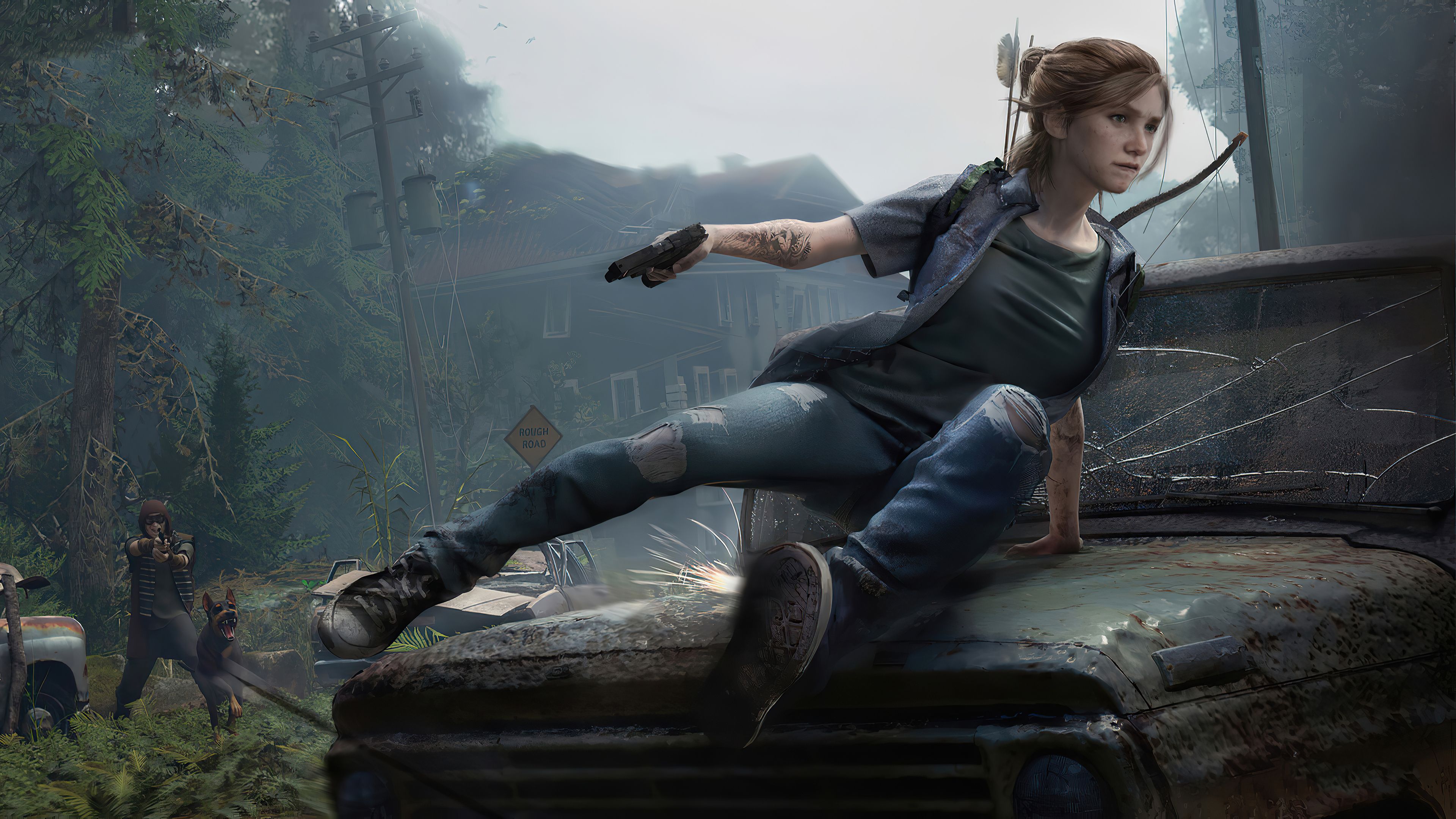 Download Joel and Ellie living on the edge in The Last of Us Wallpaper