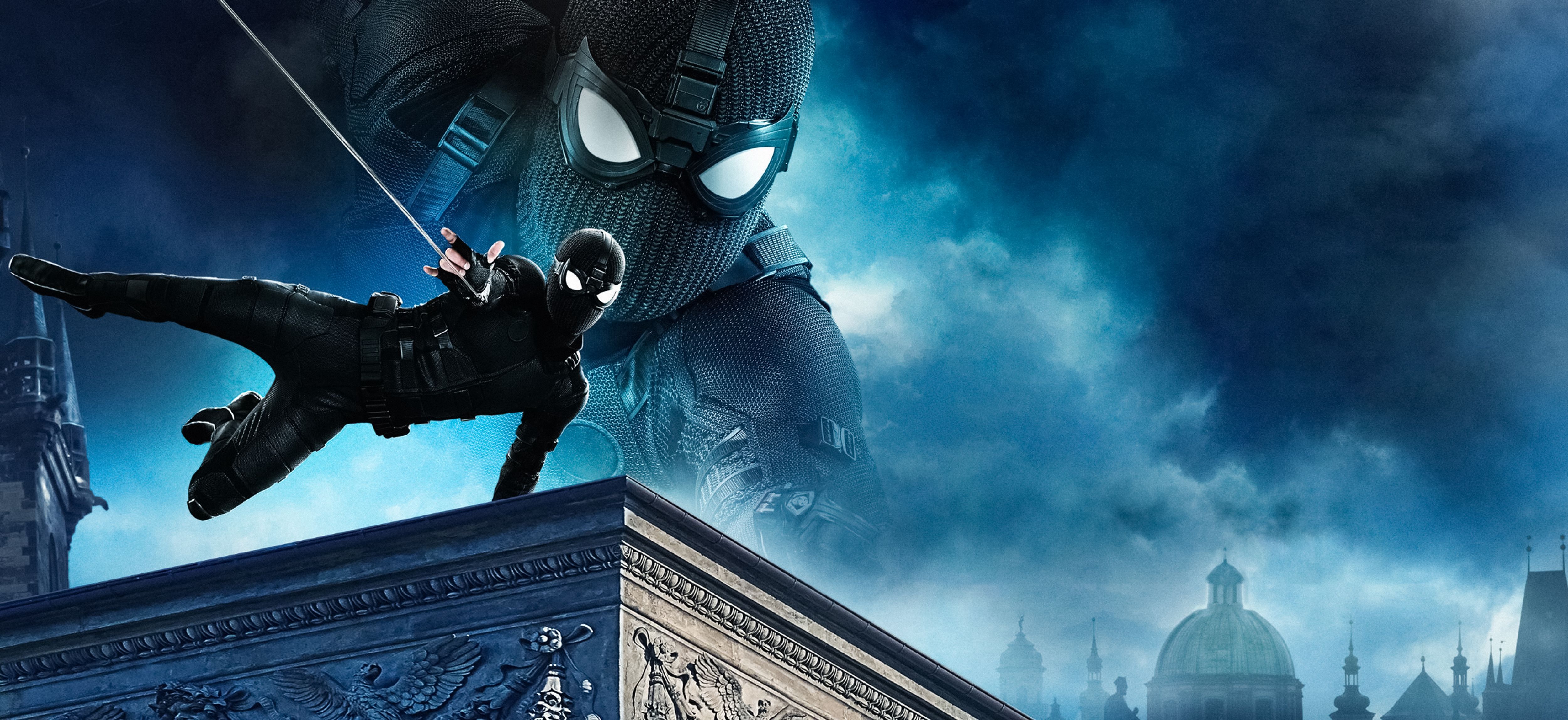 Spider Man: Far From Home 4K Wallpaper, Night Monkey, Black Suit, Movies