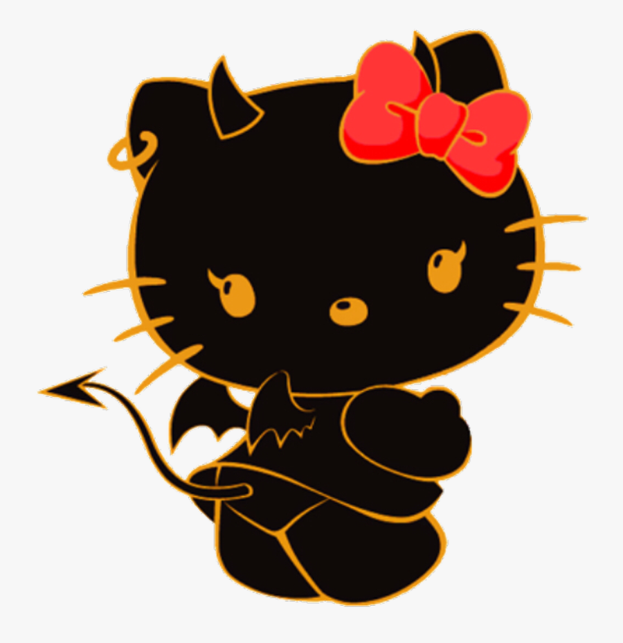 Hellokitty Hello Kitty Gothic Goth Emo Blackandwhite Kitty Devil Png, Free Transparent Clipart