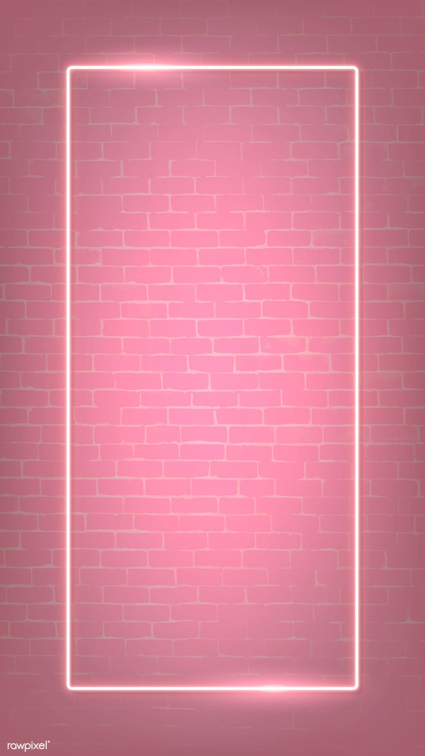 Download premium vector of Rectangle pink neon frame on a pink brick wall. Neon wallpaper, Pink wallpaper, Pink wallpaper iphone