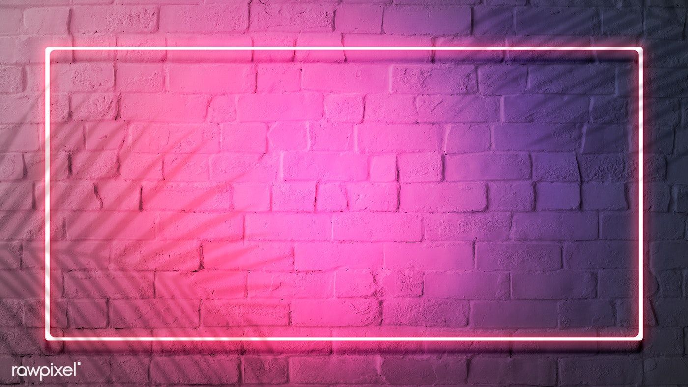 Download premium illustration of Pink neon lights frame on a white brick. Pink neon lights, Neon wallpaper, Neon lighting