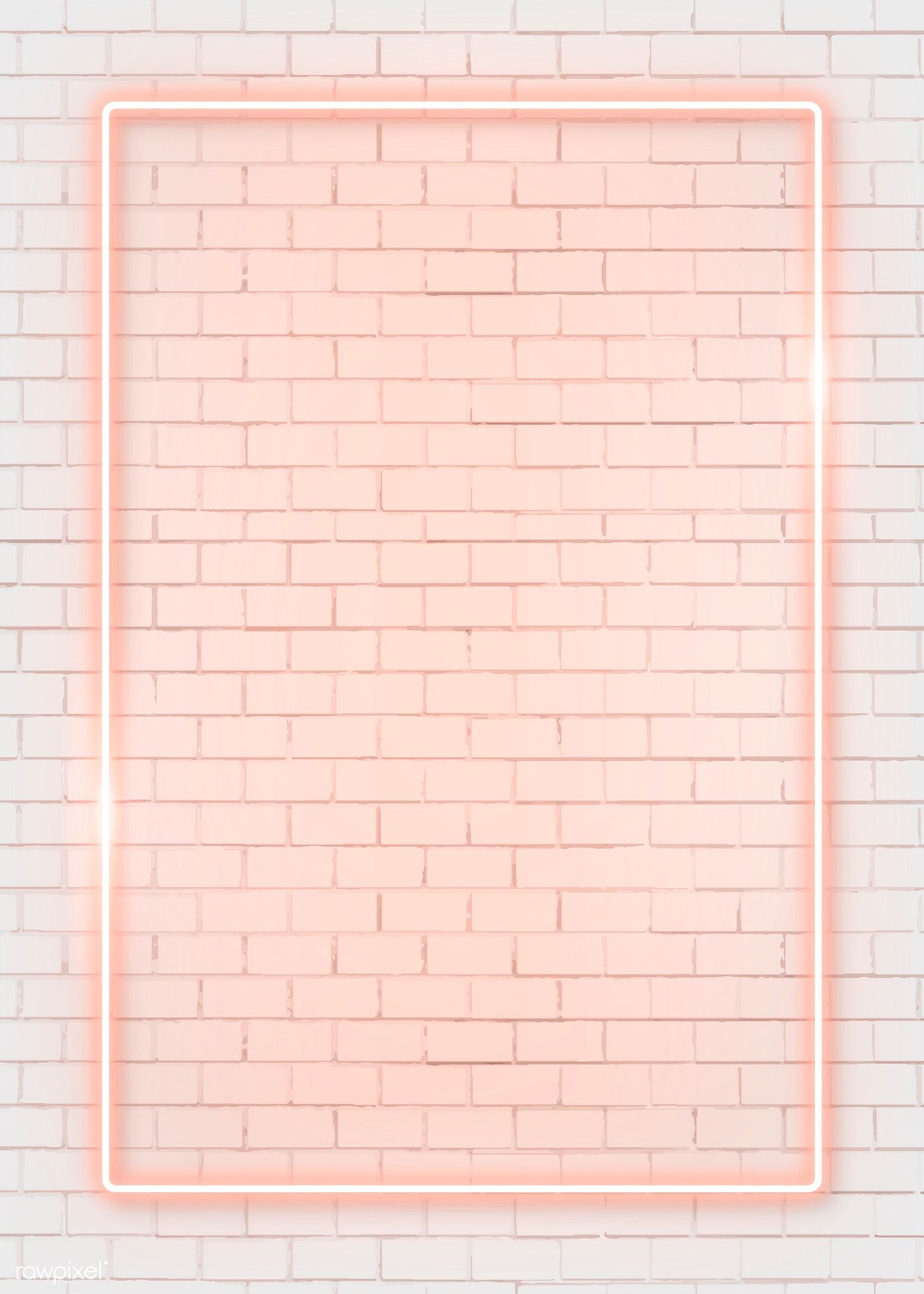 Download premium vector of Rectangle orange neon frame on an orange brick. Orange brick, Instagram wallpaper, Pink wallpaper iphone