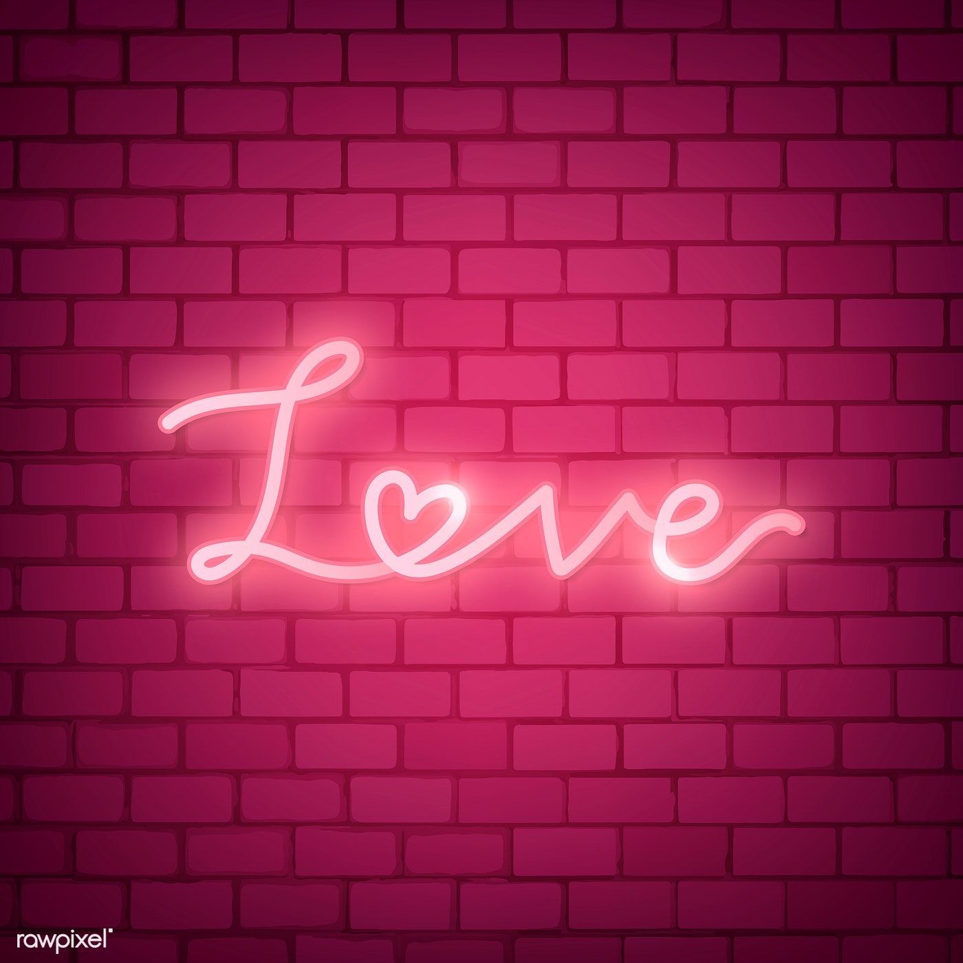 Neon light love word on brick wall. free image / NingZk V. Pink neon sign, Neon, Wallpaper iphone neon