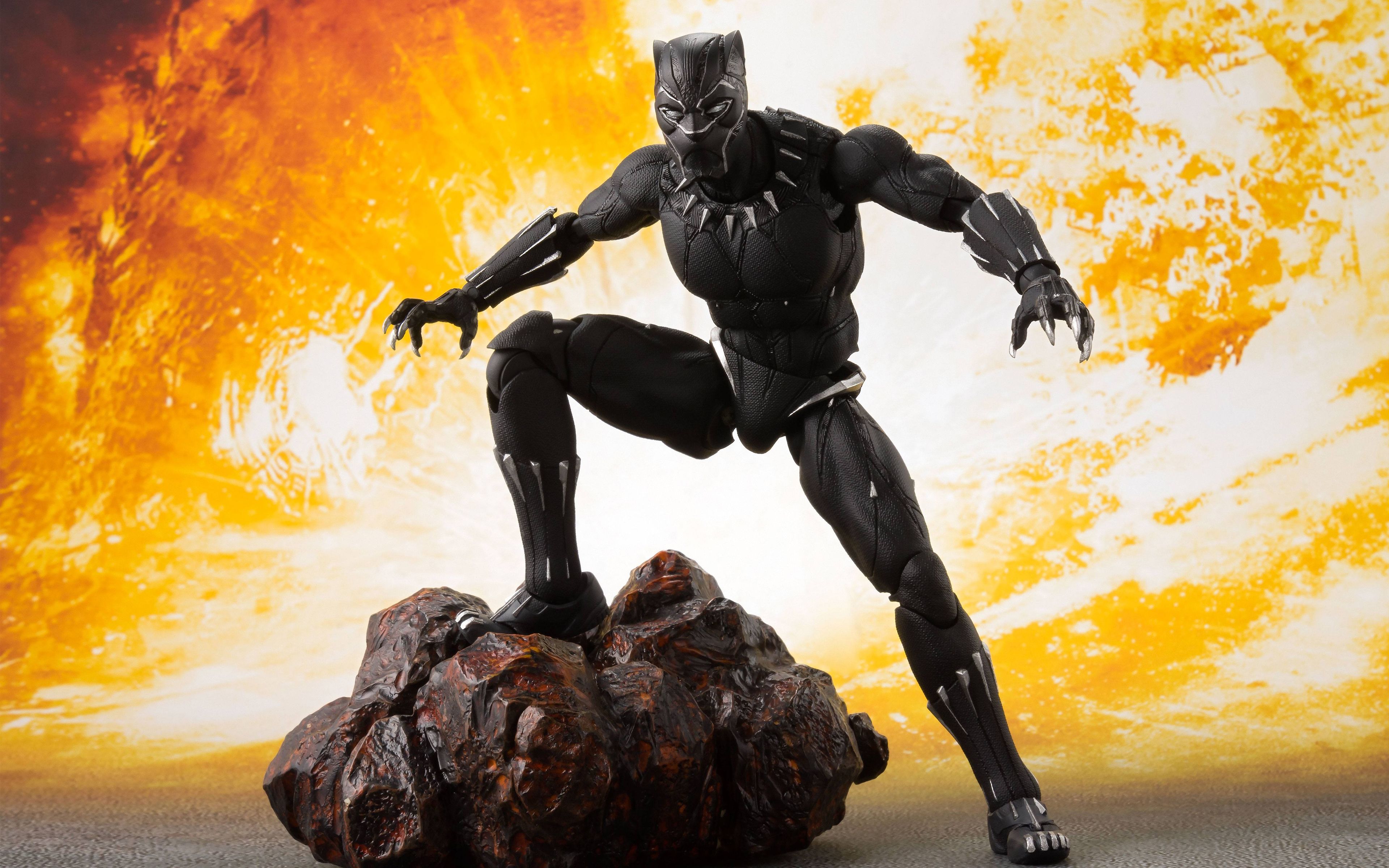 Black Panther Action Figure 4K Wallpaper