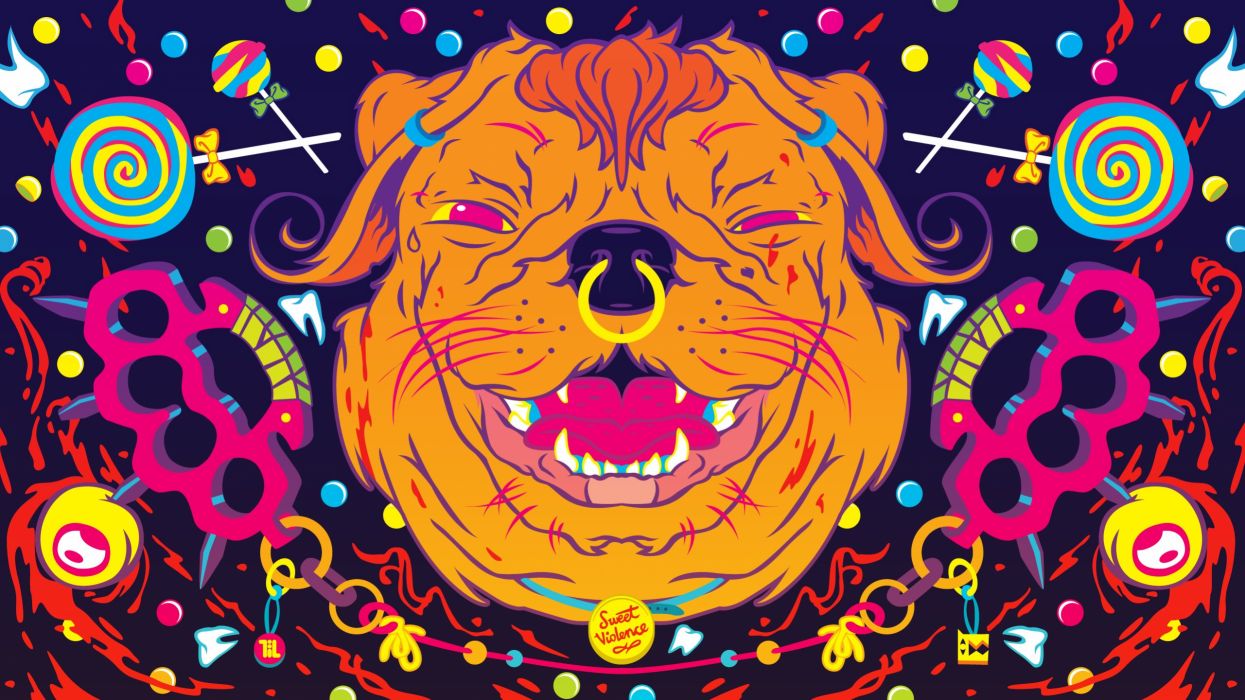 dogs psychedelic color art abstract wallpaperx1440